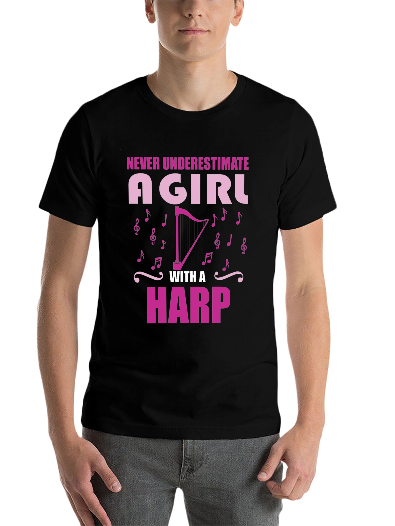 Black Never Underestimate Girl With Harp T-Shirt view 7