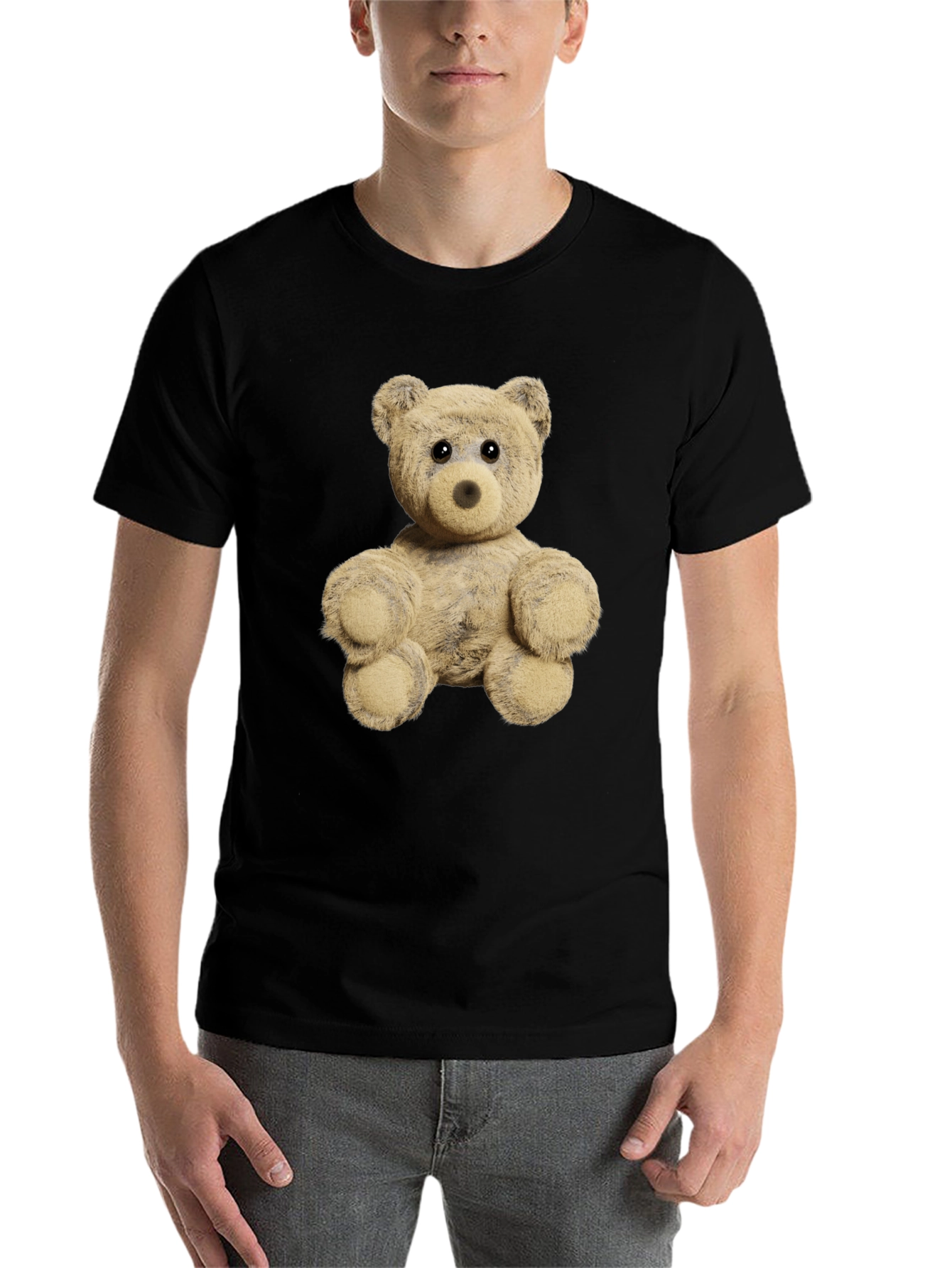 Black Teddy Bear Graphic Tee - Soft Plush Design view 7