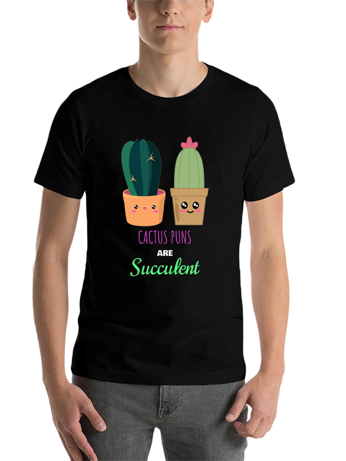 Black Cactus Pun T-Shirt - Succulent Humor view 7