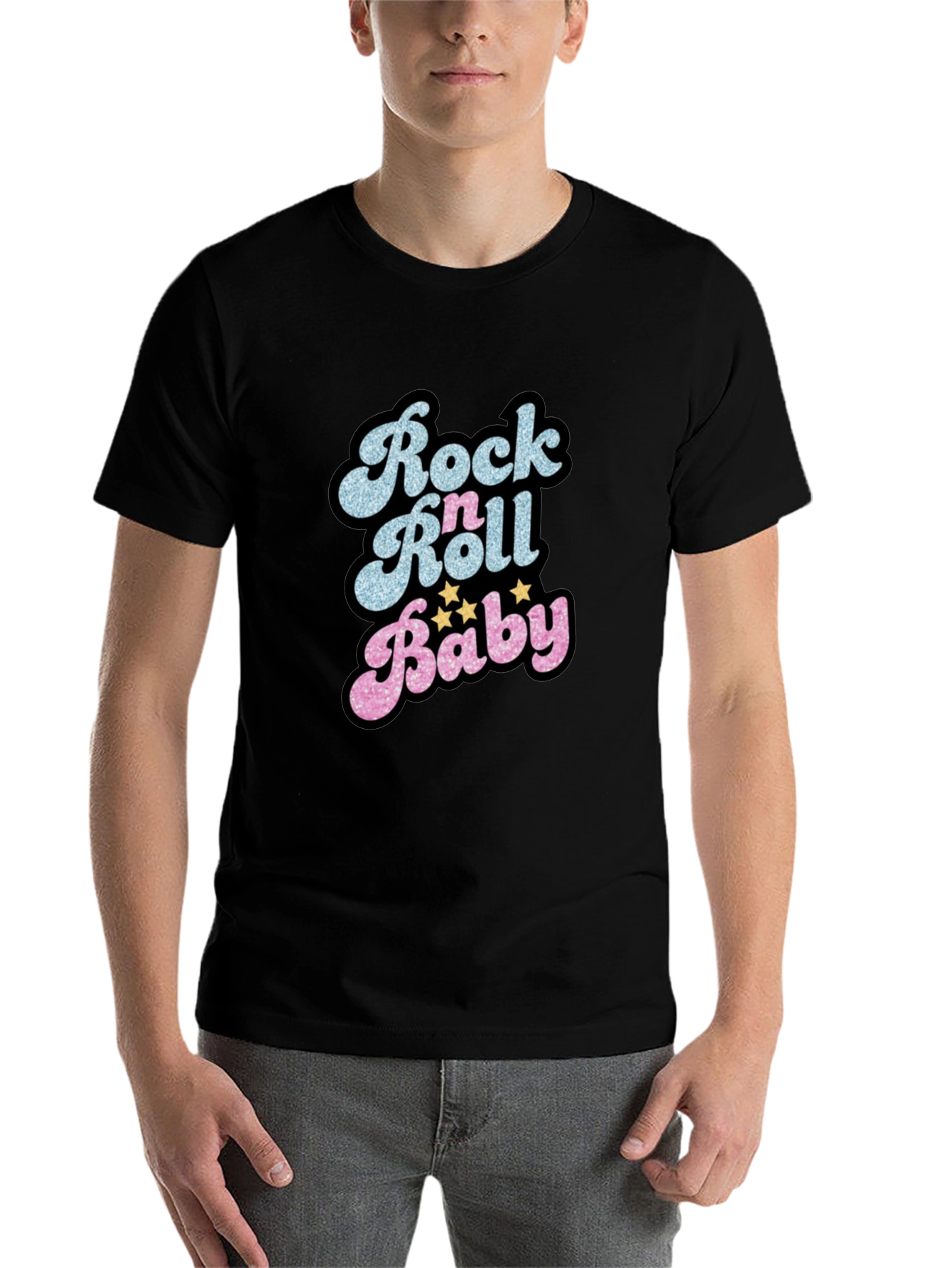 Black Rock n Roll Baby Graphic T-Shirt - Retro Style view 7