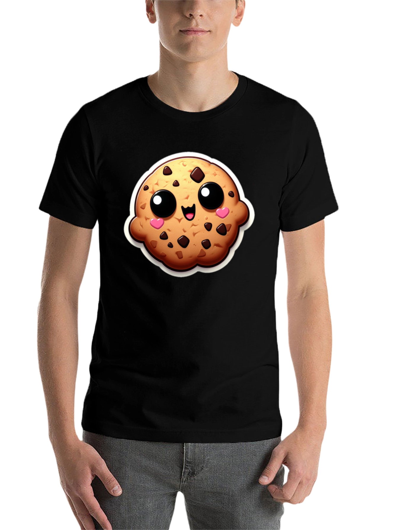 Black Cute Cookie Graphic Black T-Shirt view 7
