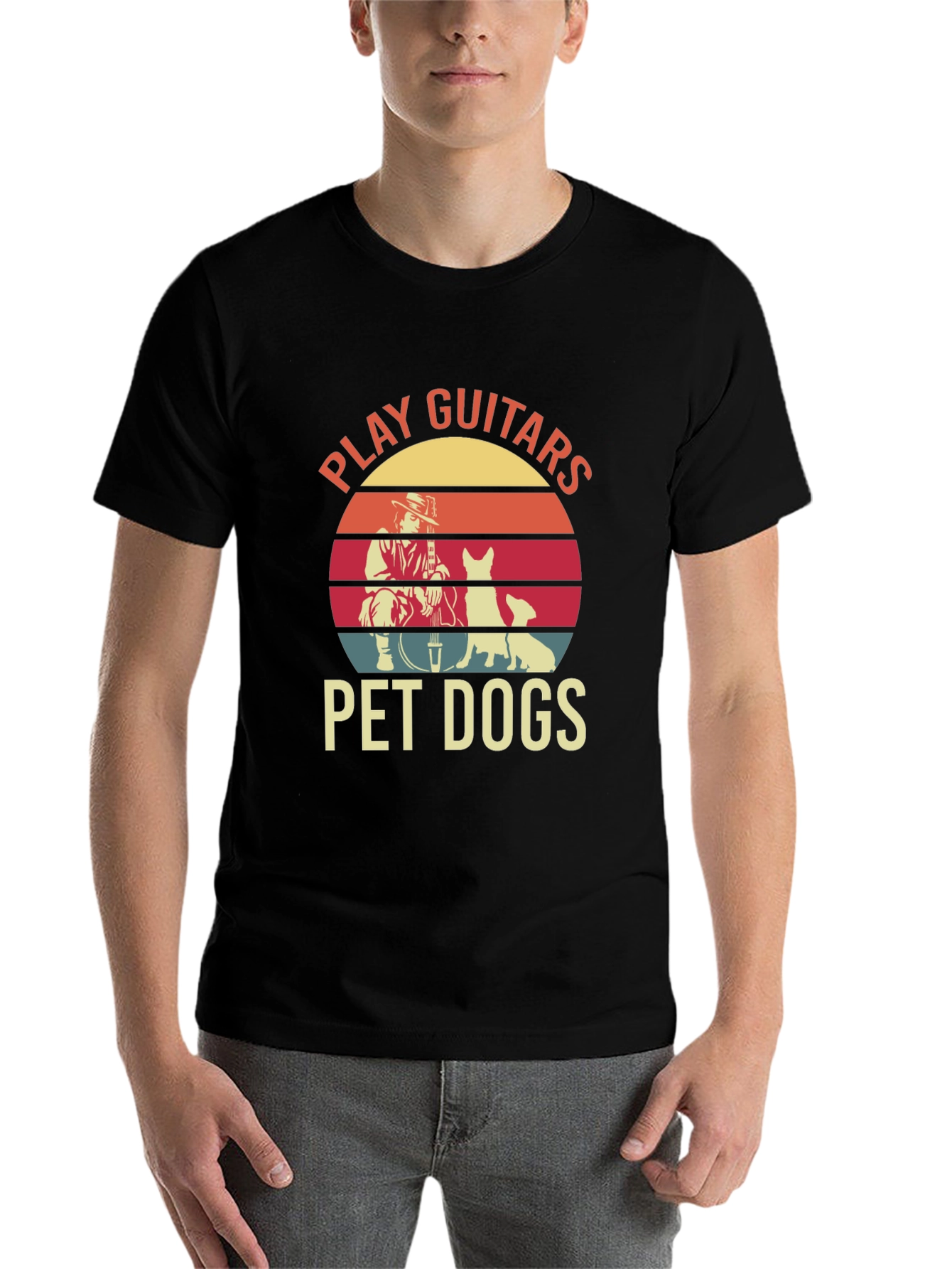 Black Play Guitars Pet Dogs Graphic Tee view 7