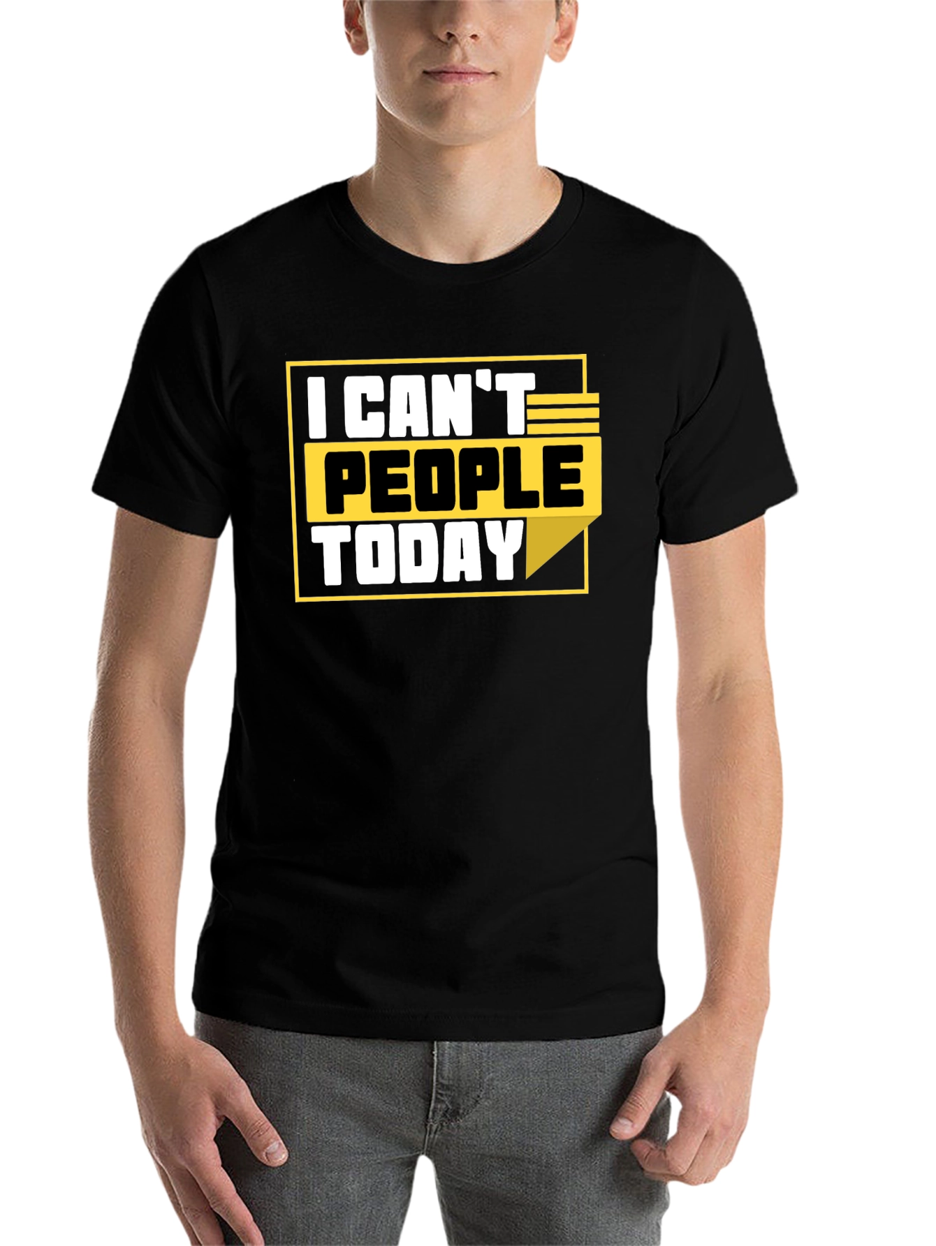 Black I Can't People Today Graphic T-Shirt view 7