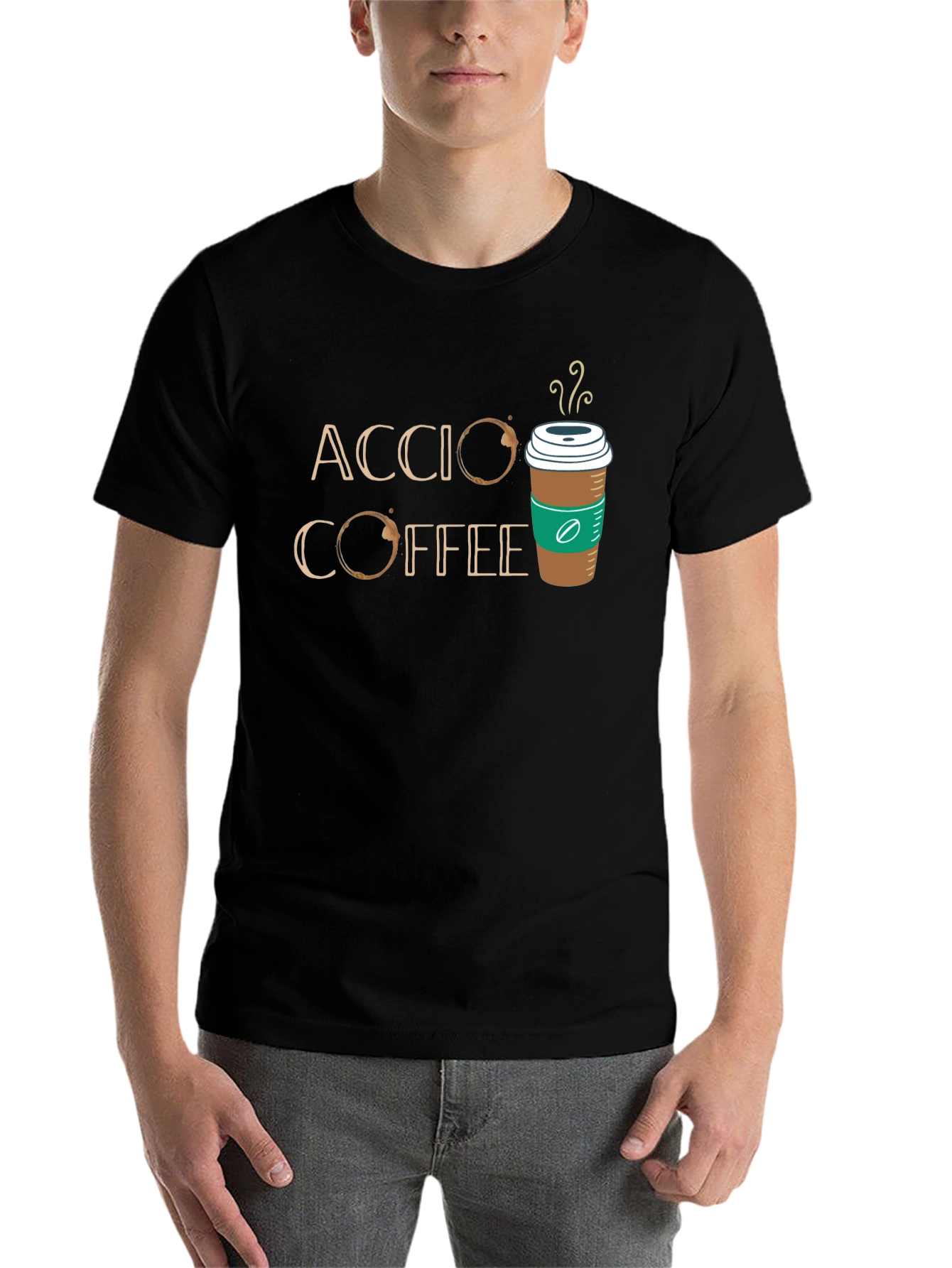 Black Accio Coffee T-Shirt - Magic & Caffeine! view 7