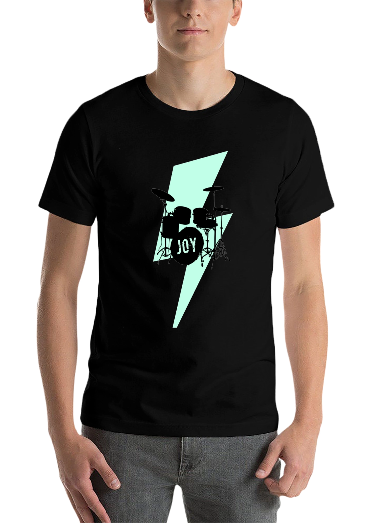 Black Joy Drums Graphic Tee - Black Crew Neck view 7