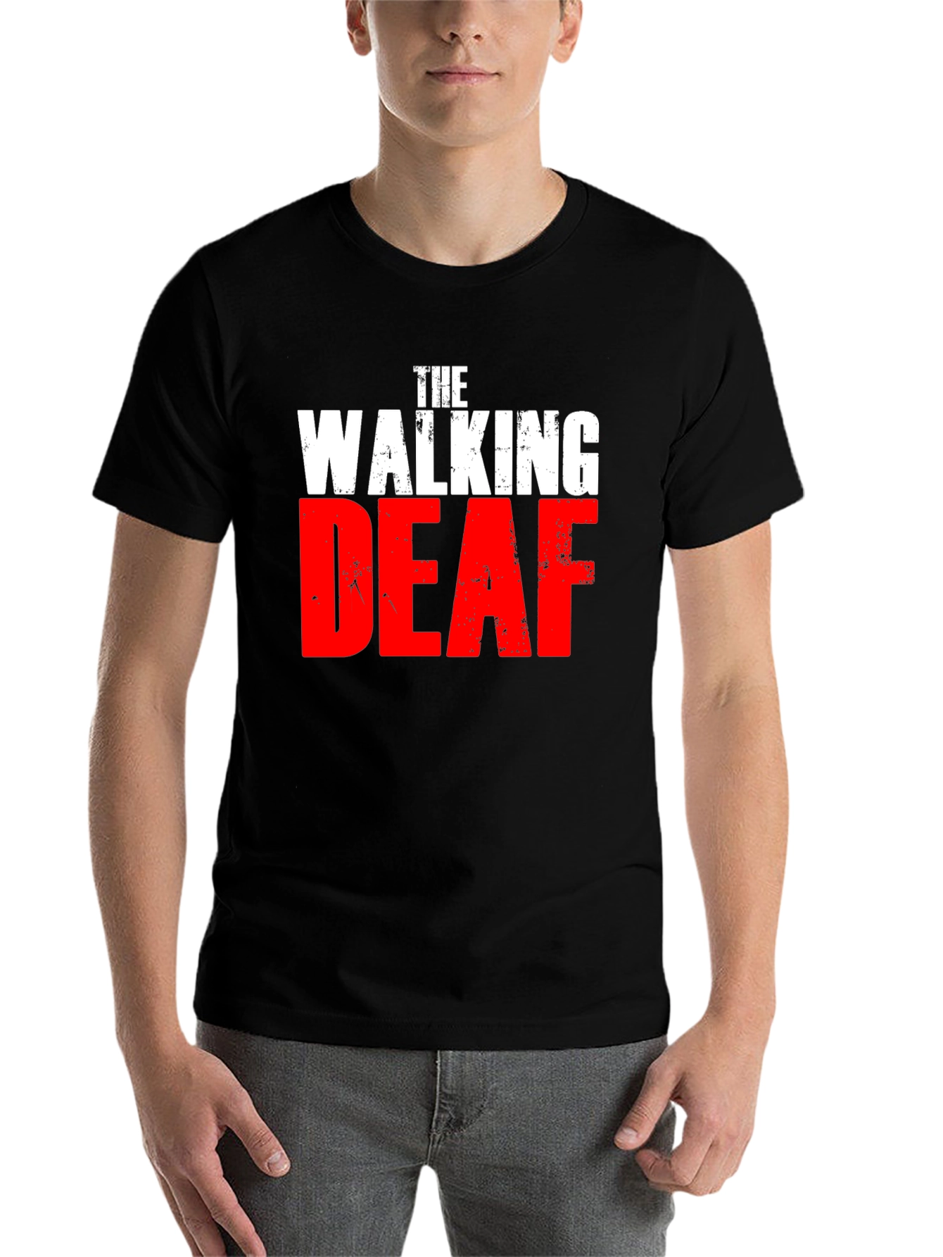Black The Walking Deaf Funny T-Shirt view 7