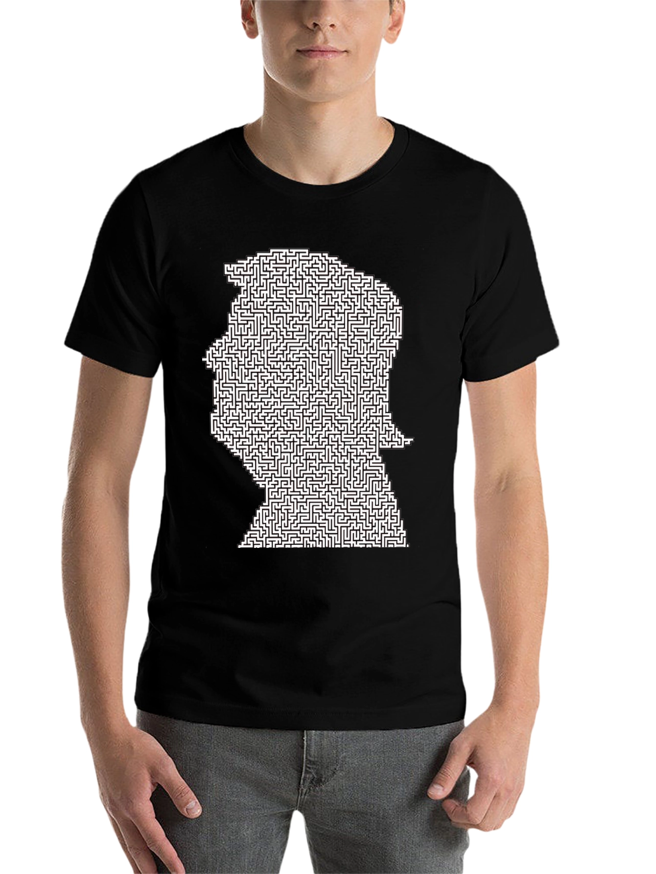 Black Maze Head Graphic Tee - Black Casual Shirt view 7