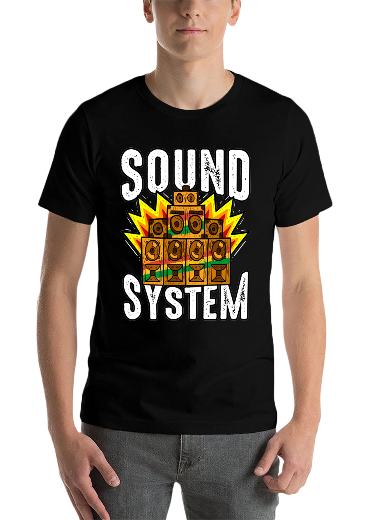 Black Sound System Graphic Tee - Reggae Music Lover Shirt view 7