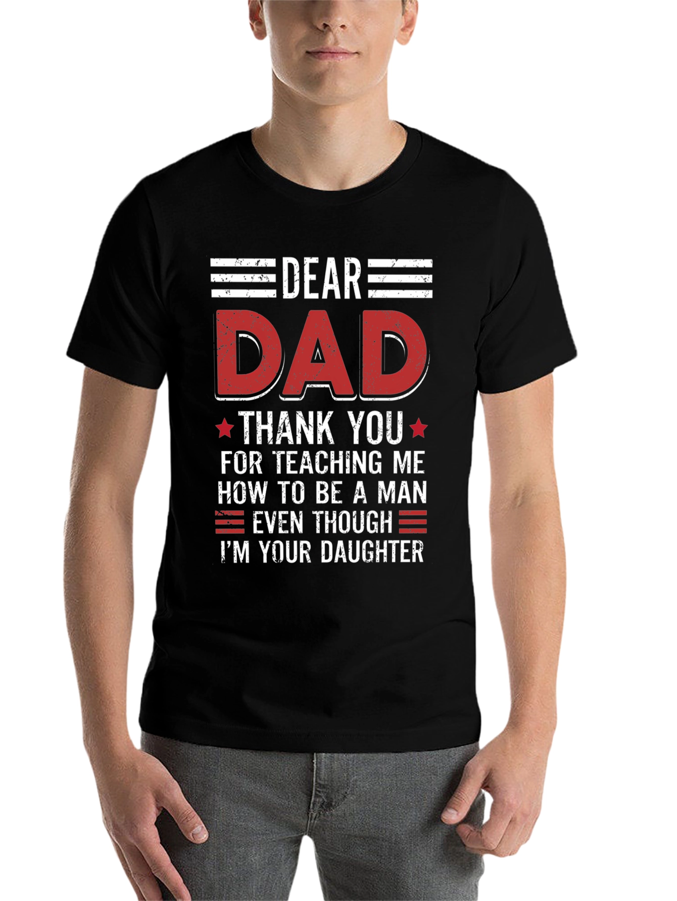 Black Dear Dad T-Shirt - Father's Day Gift view 7