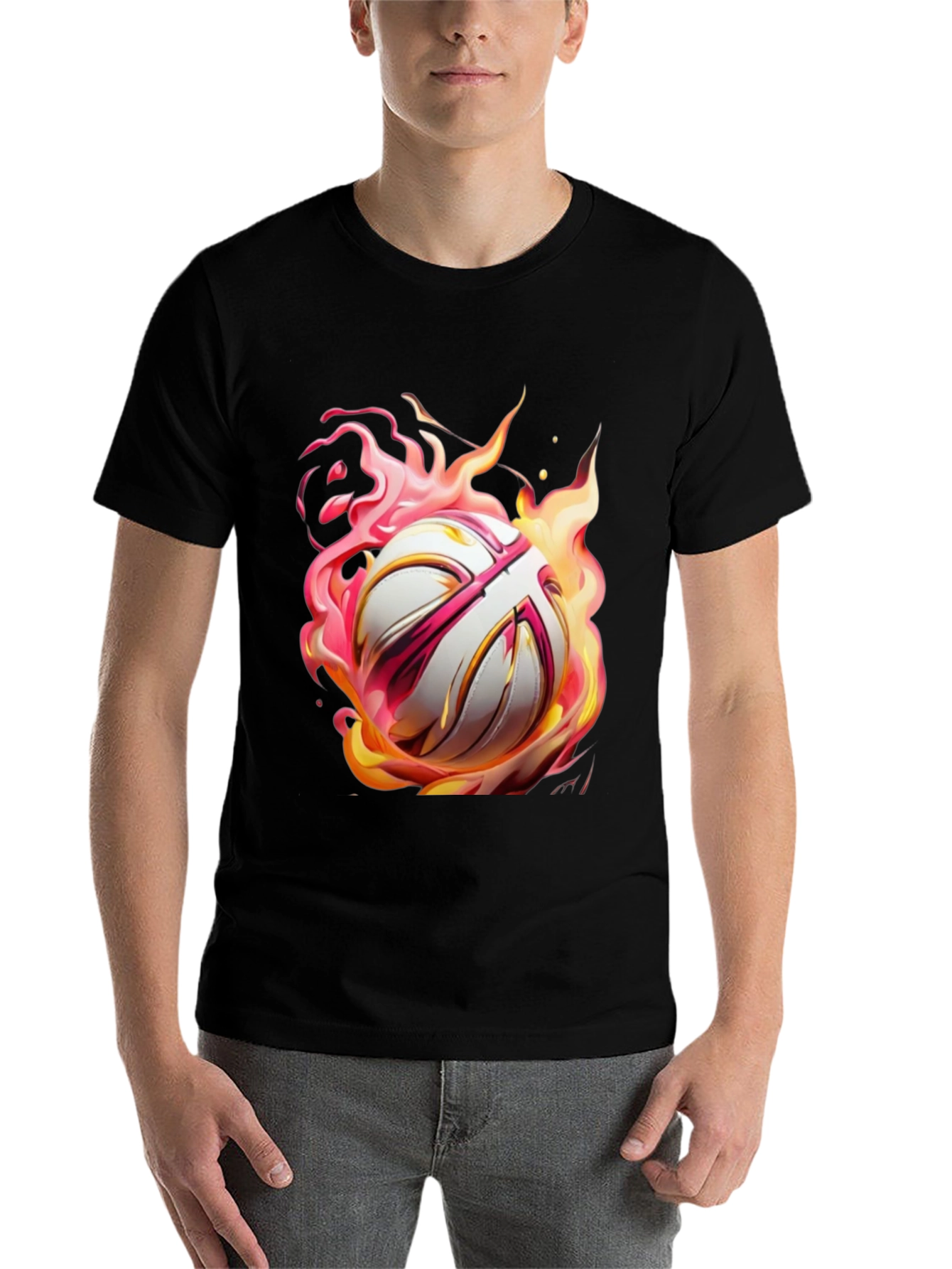 Black Flaming Ball Graphic Tee - Bold Style view 7