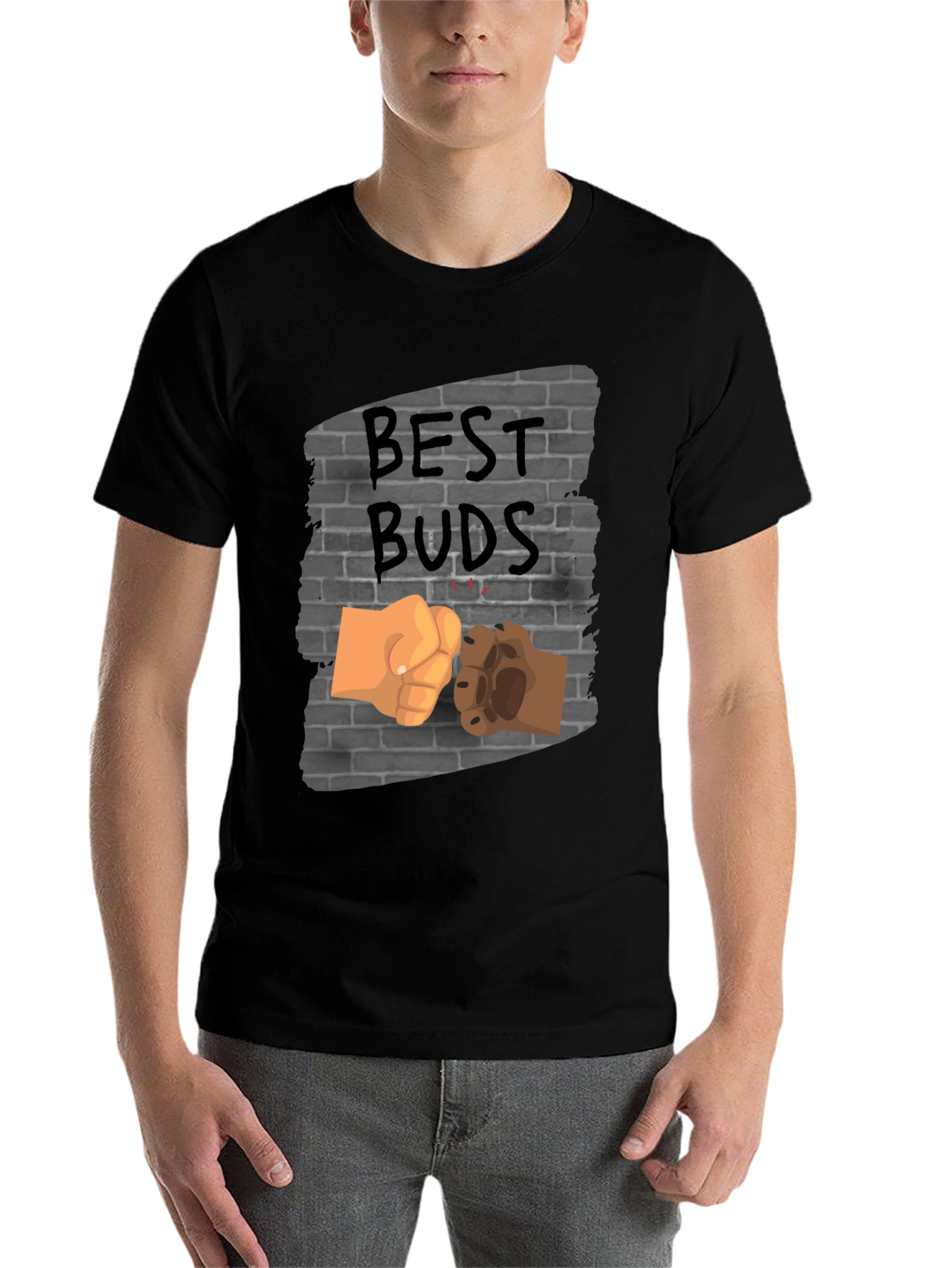 Black Best Buds Fist Bump Graphic Tee view 7