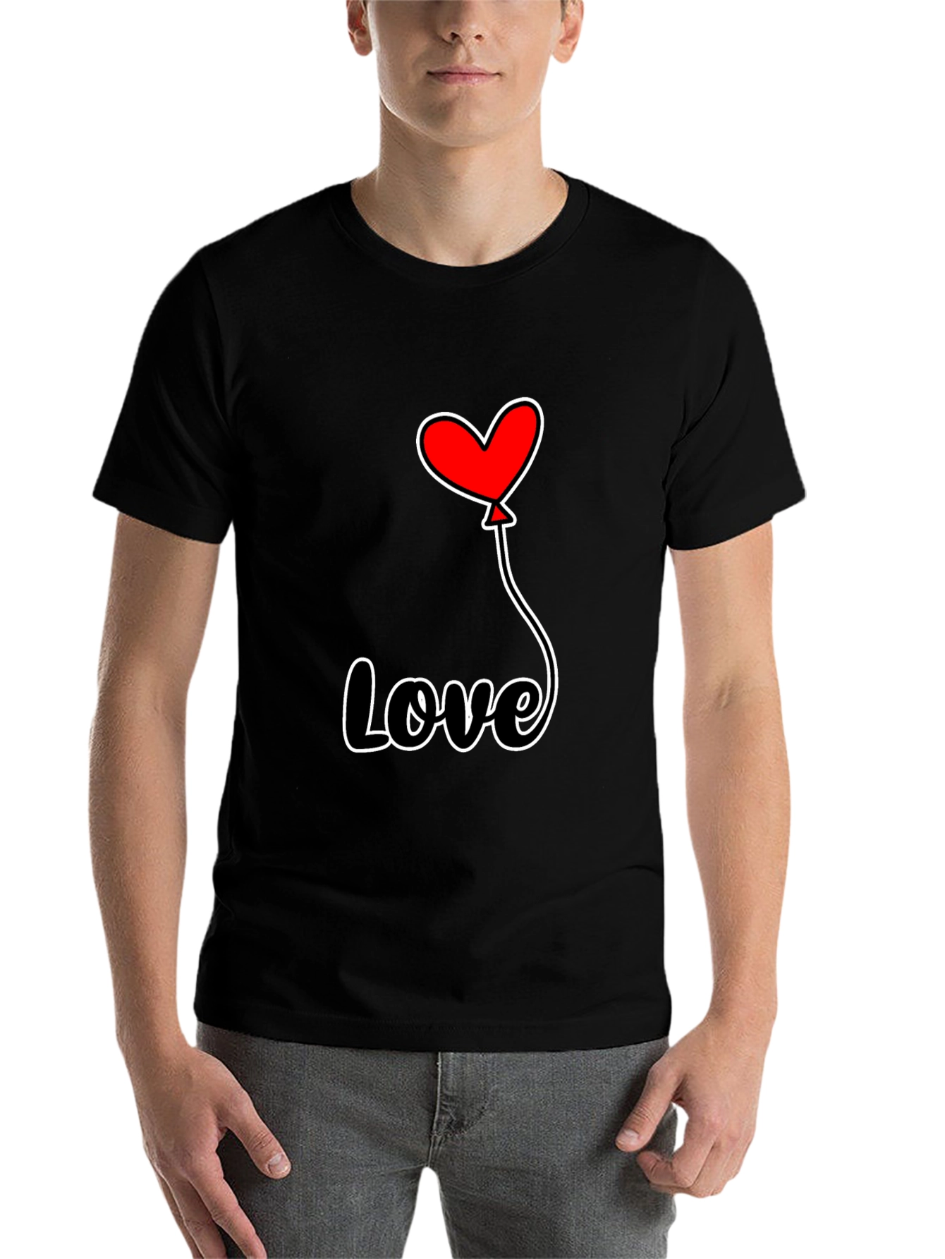 Black Love Heart Balloon Graphic Tee view 7