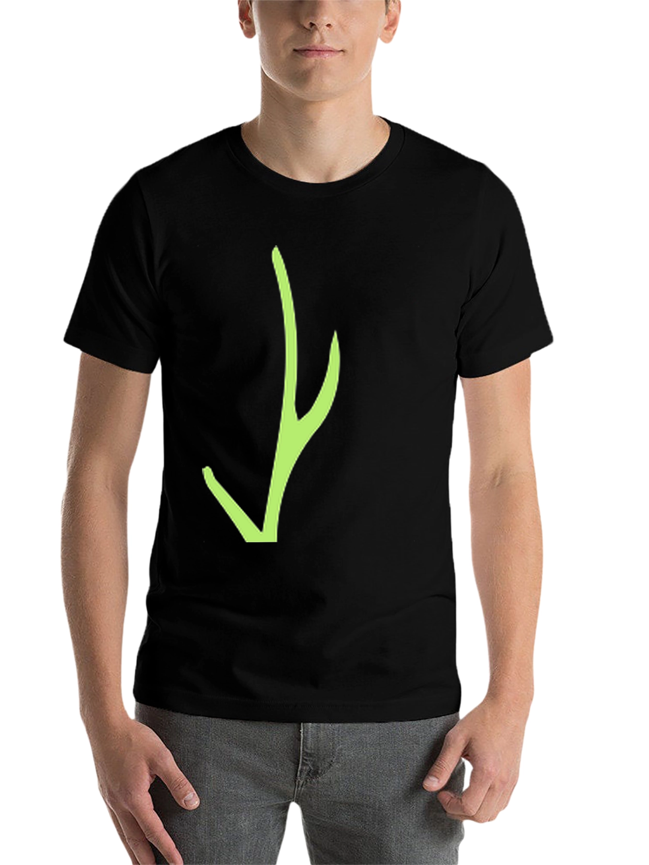 Black Black T-Shirt with Green Abstract Design view 7