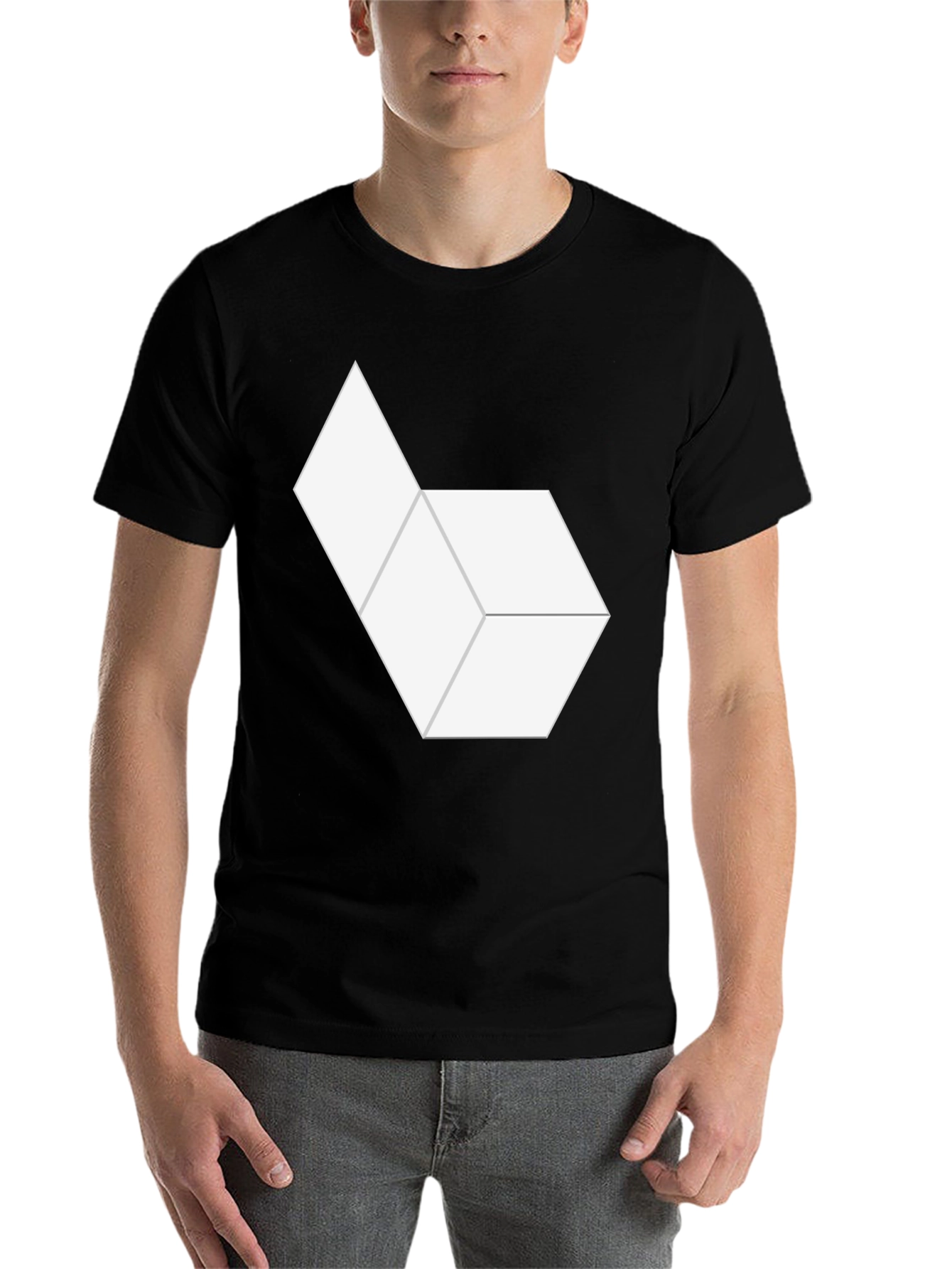 Black Abstract Hexagon Graphic Tee - Modern Minimalist Design view 7