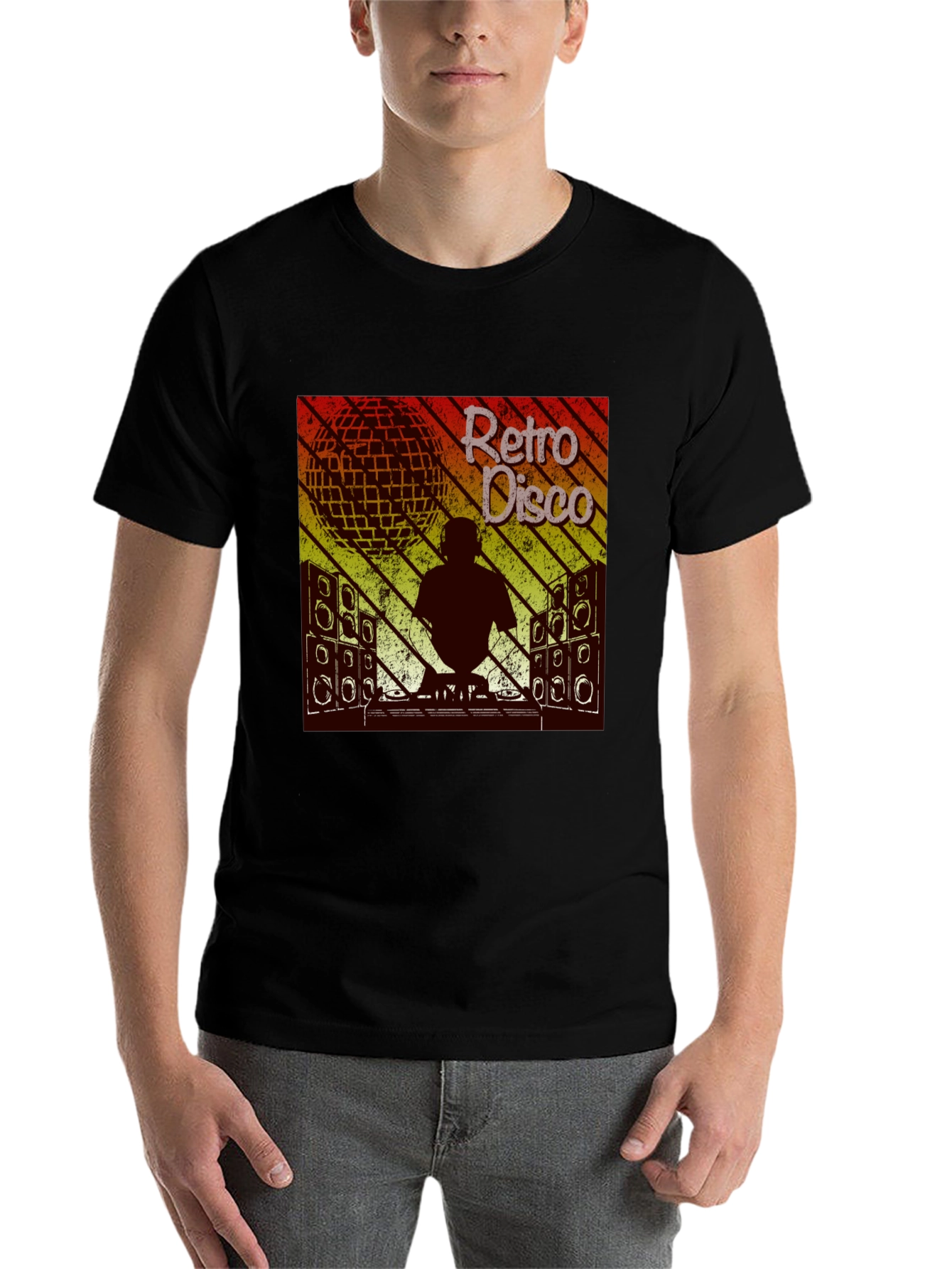 Black Retro Disco DJ Graphic T-Shirt view 7