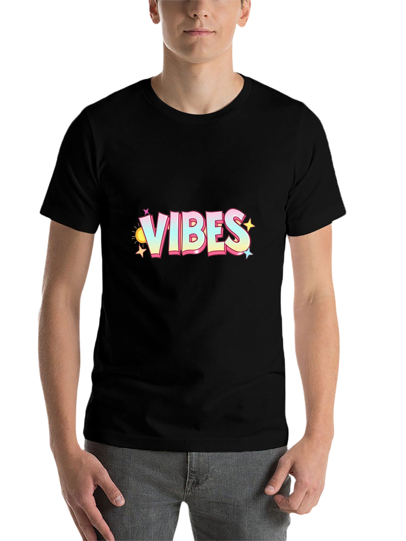 Black Vibes Graphic Tee - Men's Black T-Shirt view 7