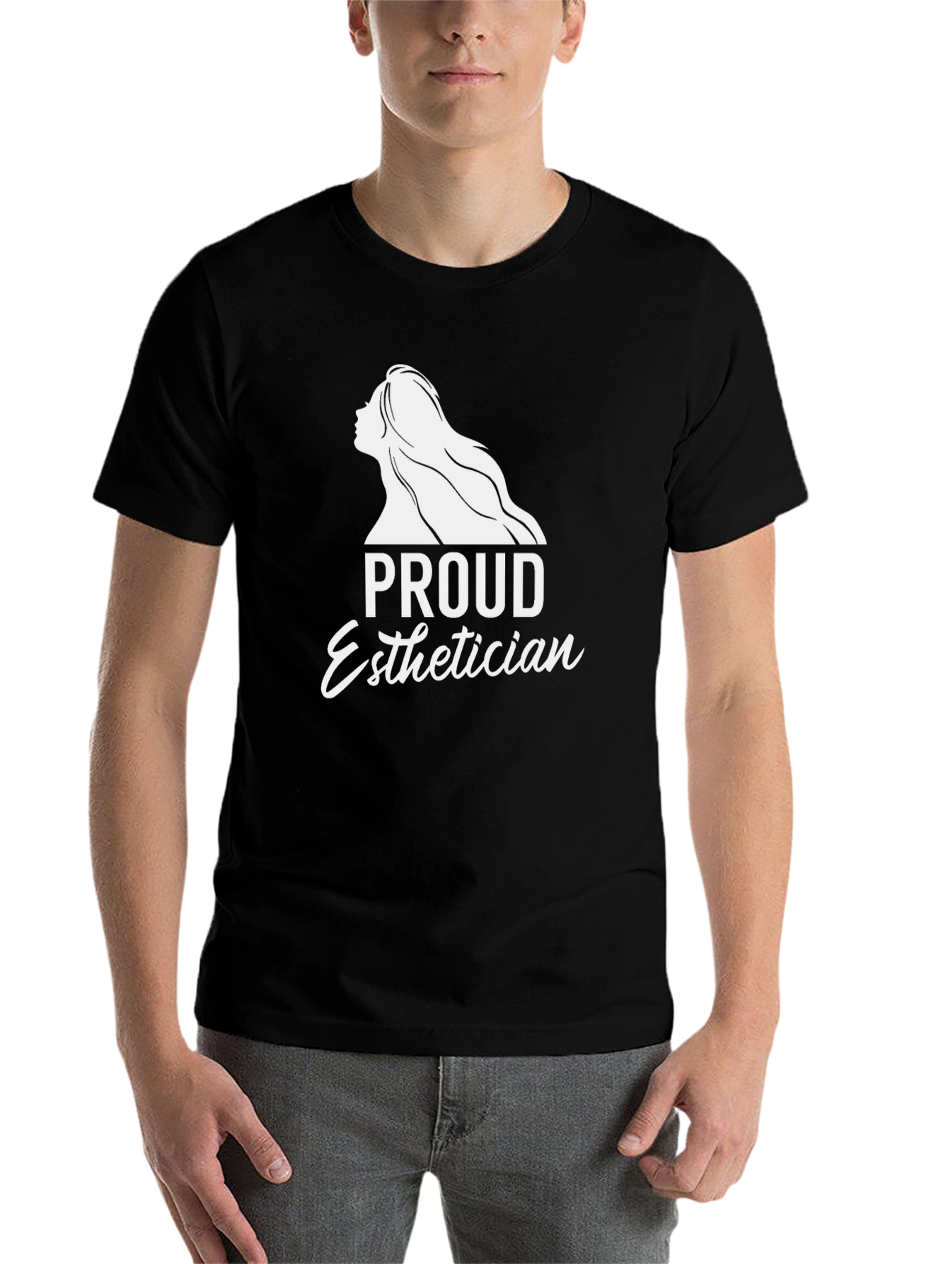 Black Proud Esthetician T-Shirt - Black Crew Neck view 7
