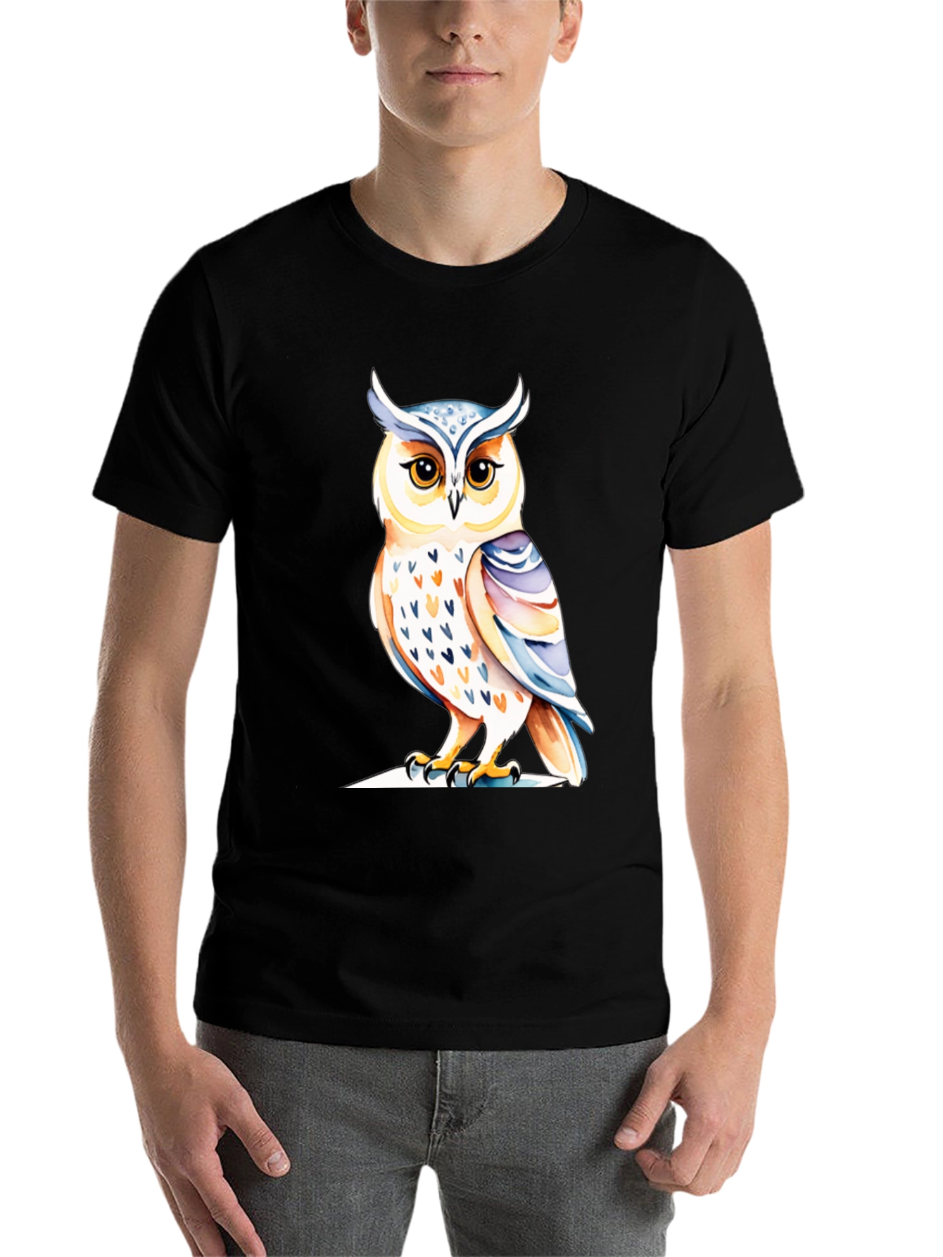 Black Black Owl Graphic Tee - Unique Bird Design view 7