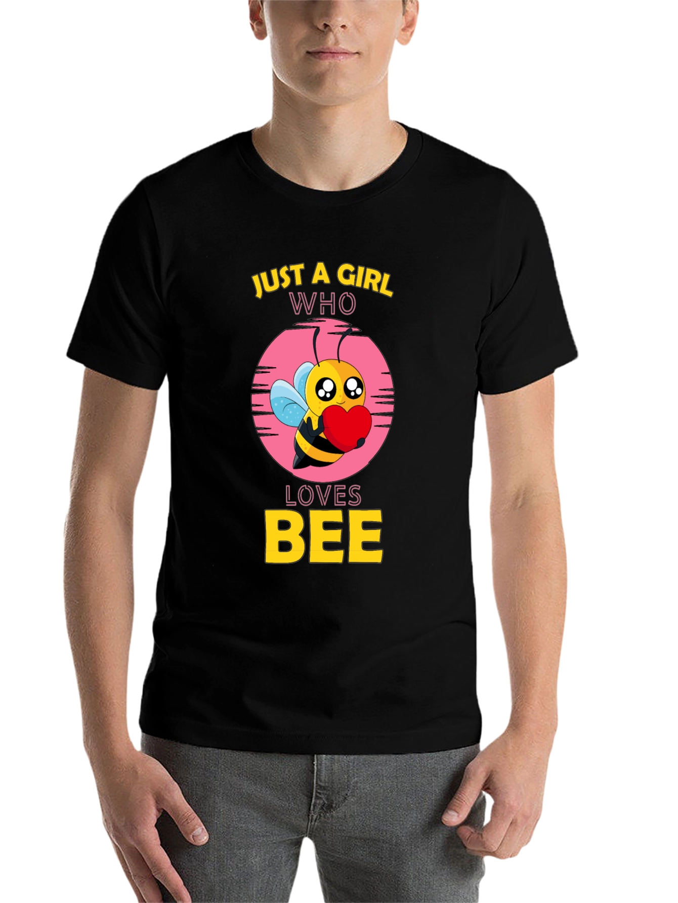 Black Just A Girl Who Loves Bee Black T-Shirt view 7