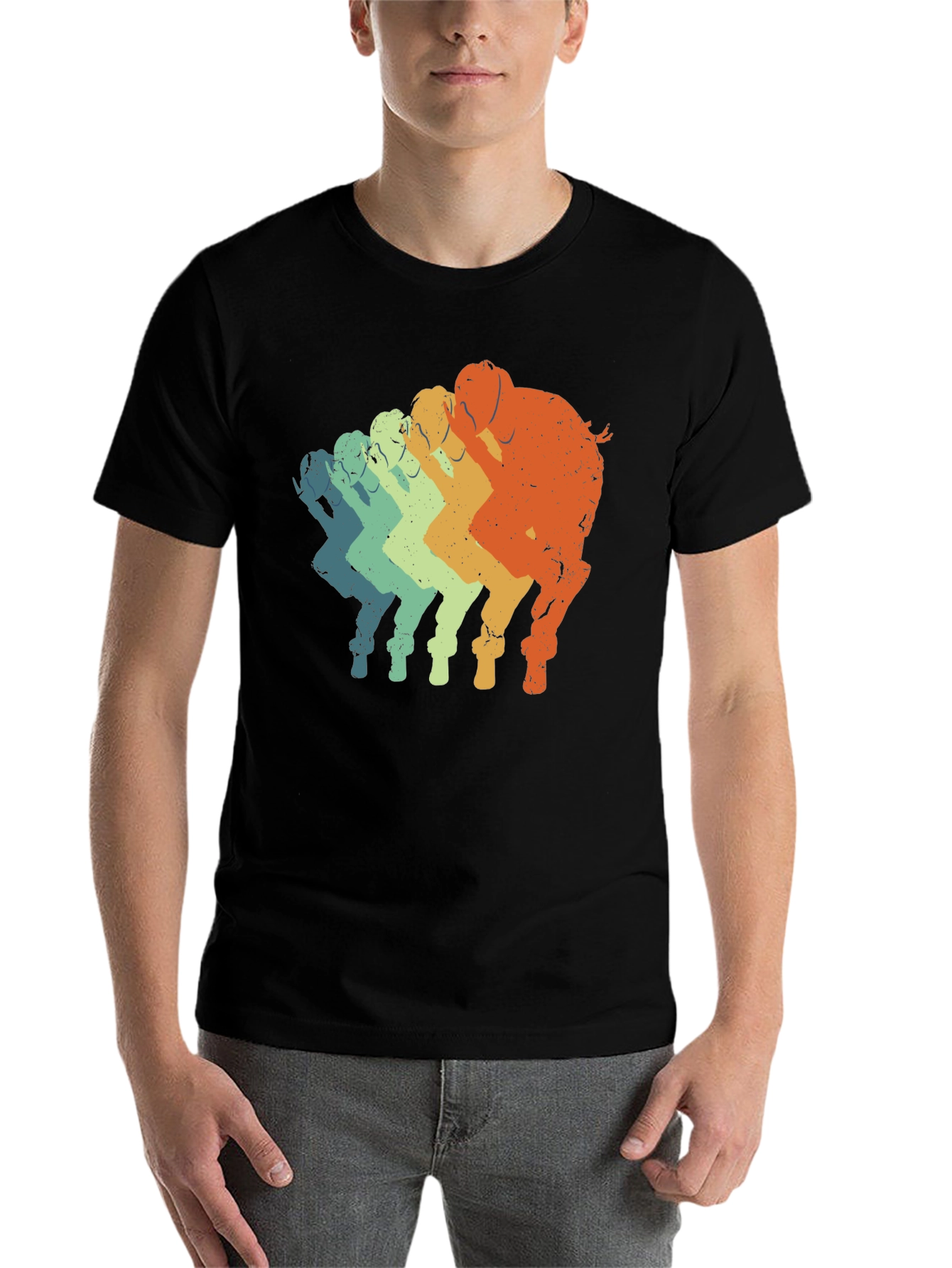 Black Retro Elephant T-Shirt - Gradient Design view 7