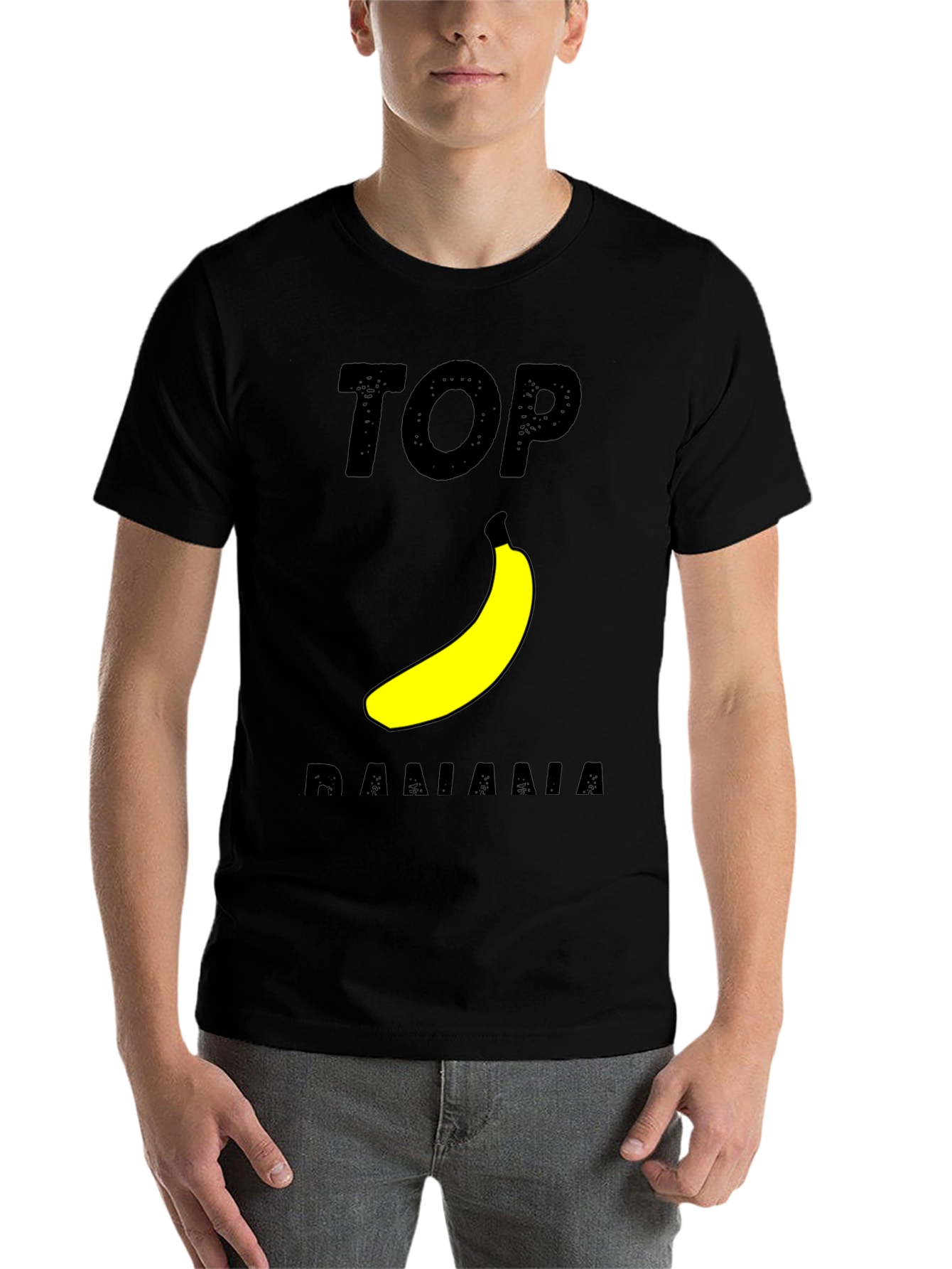 Black Top Banana Graphic T-Shirt - Black Cotton Tee view 7