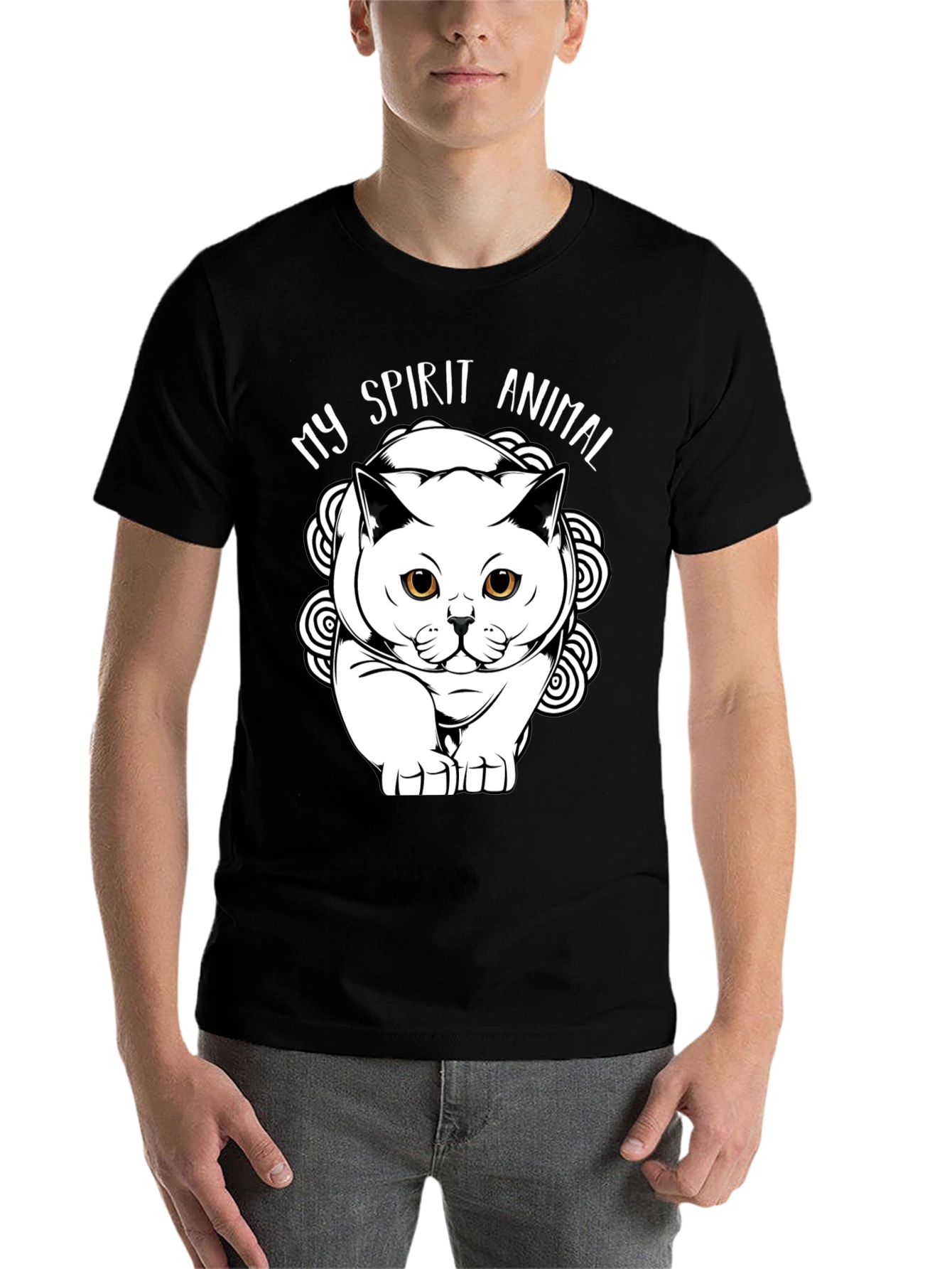 Black My Spirit Animal Cat Graphic T-Shirt view 7