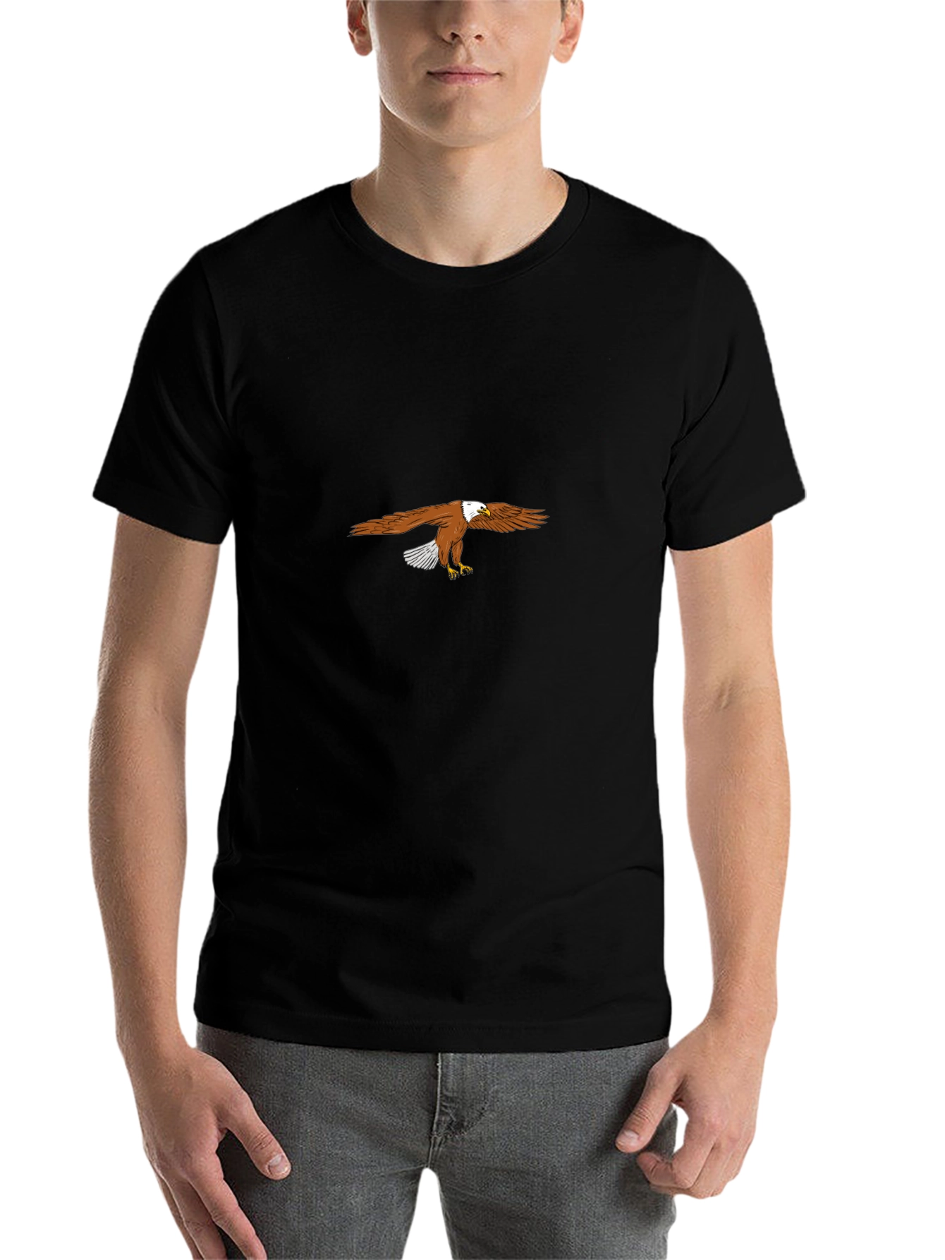 Black Eagle Graphic Black T-Shirt - Men's Casual Wear view 7