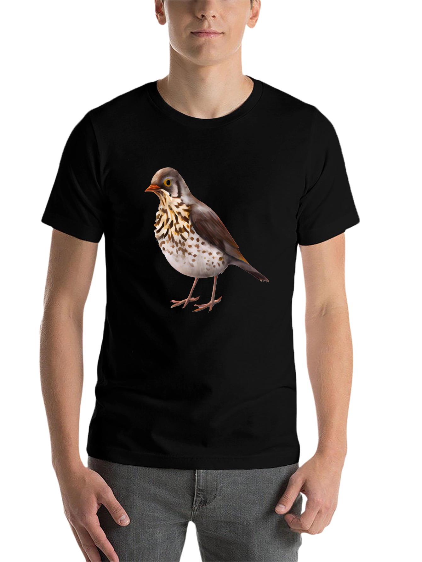 Black Bird Graphic Print Black T-Shirt view 7