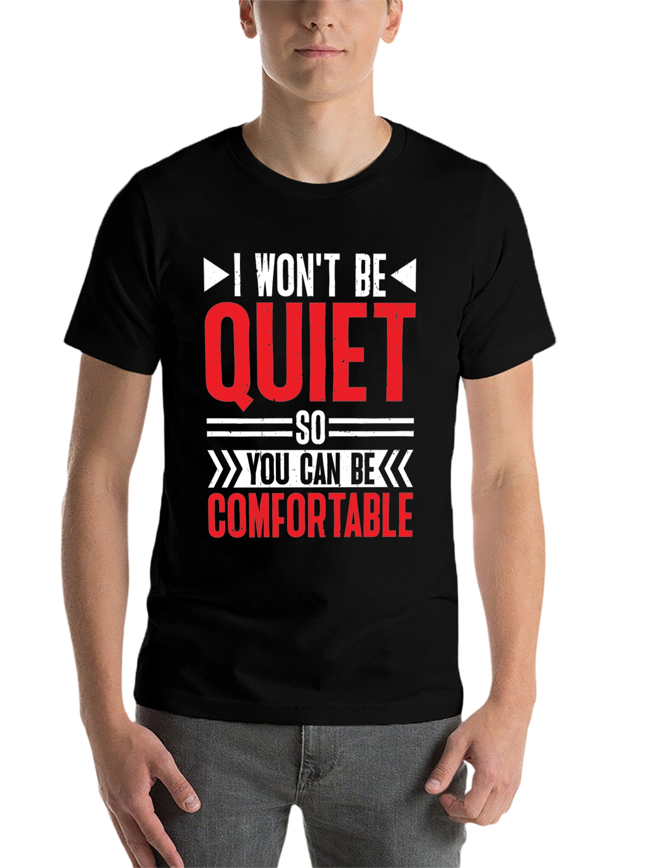 Black I Won't Be Quiet Slogan T-Shirt view 7