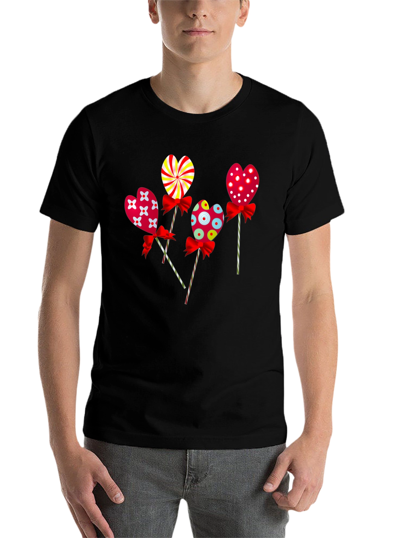 Black Heart Lollipop Graphic Tee - Cute Candy Design view 7