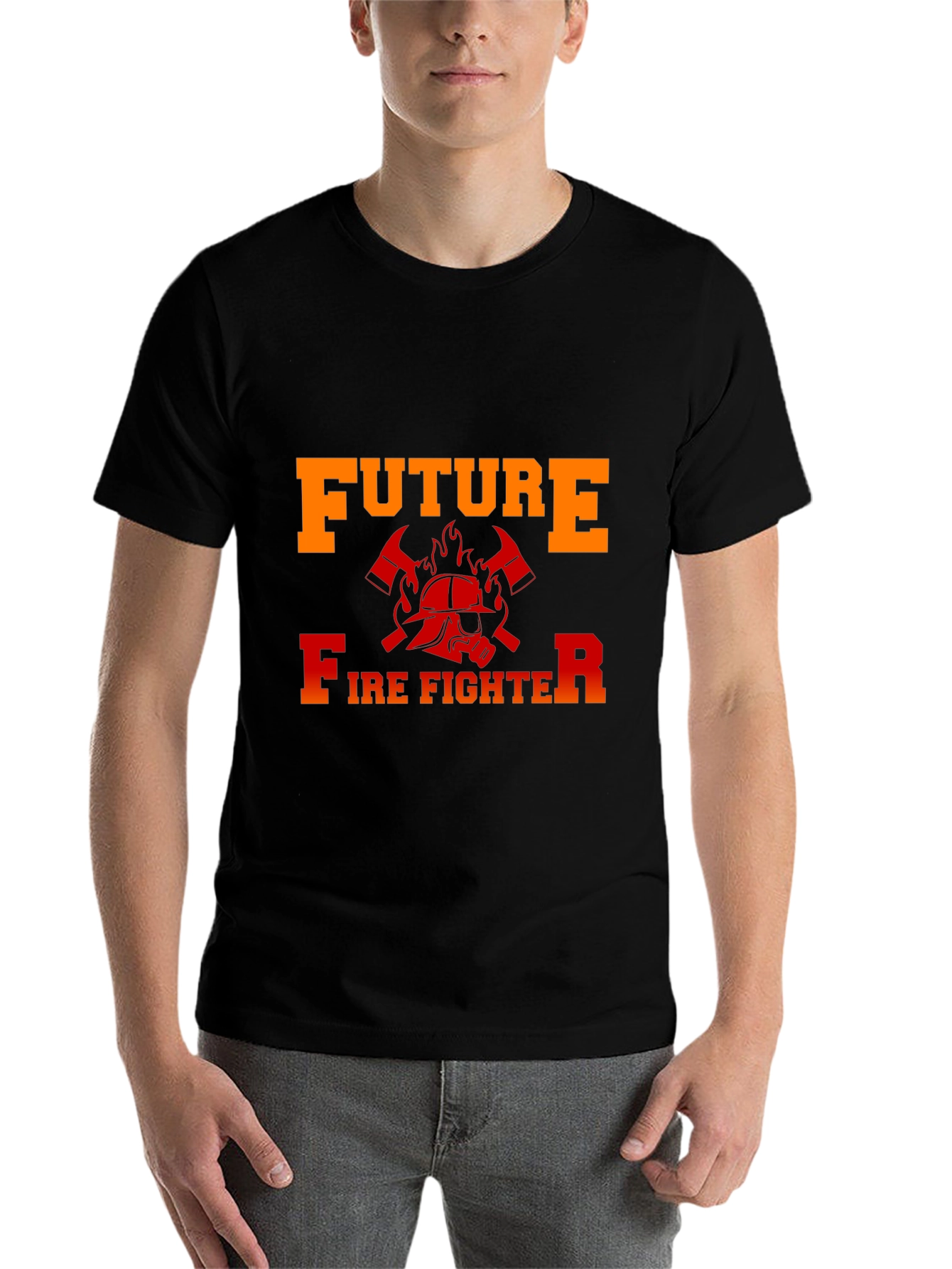 Black Future Firefighter Graphic T-Shirt - Black Cotton Tee view 7
