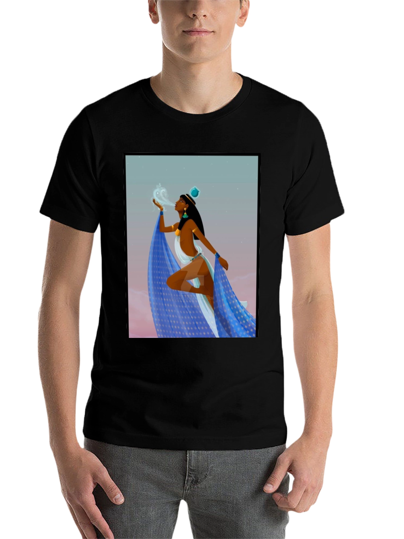 Black Egyptian Woman Design Black T-Shirt view 7