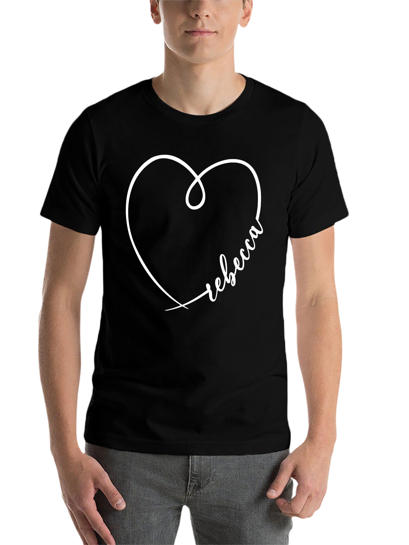 Black Rebecca Heart Tee - Personalized Graphic T-Shirt view 7