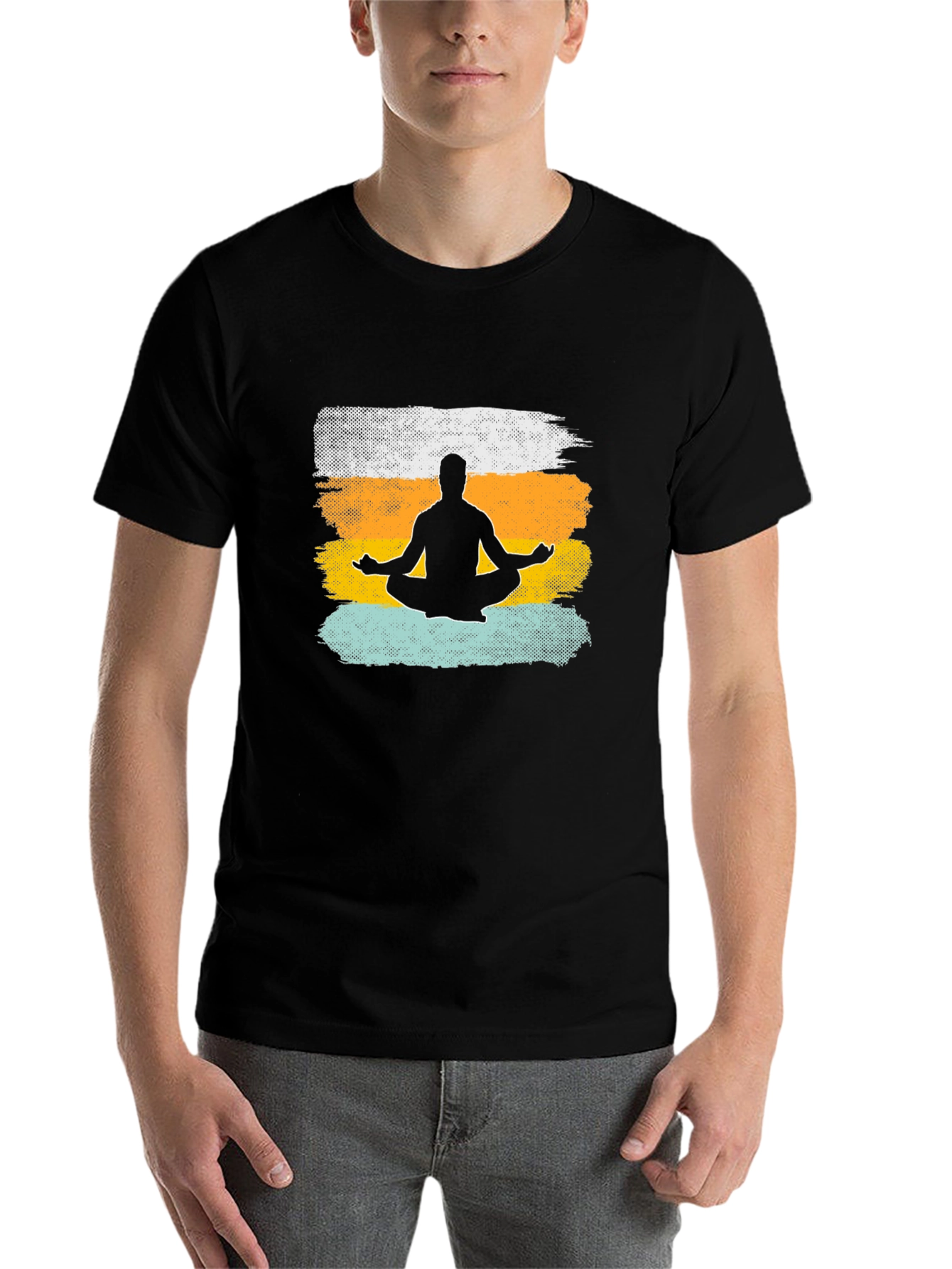 Black Zen Meditation T-Shirt - Relaxed Fit view 7