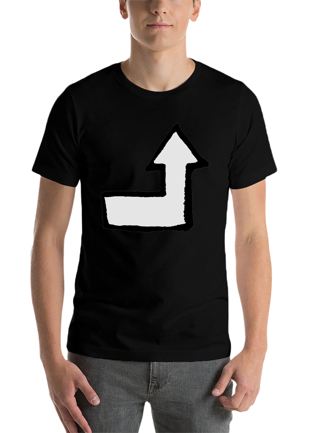 Black Arrow Graphic Tee - Black Cotton Casual T-Shirt view 7
