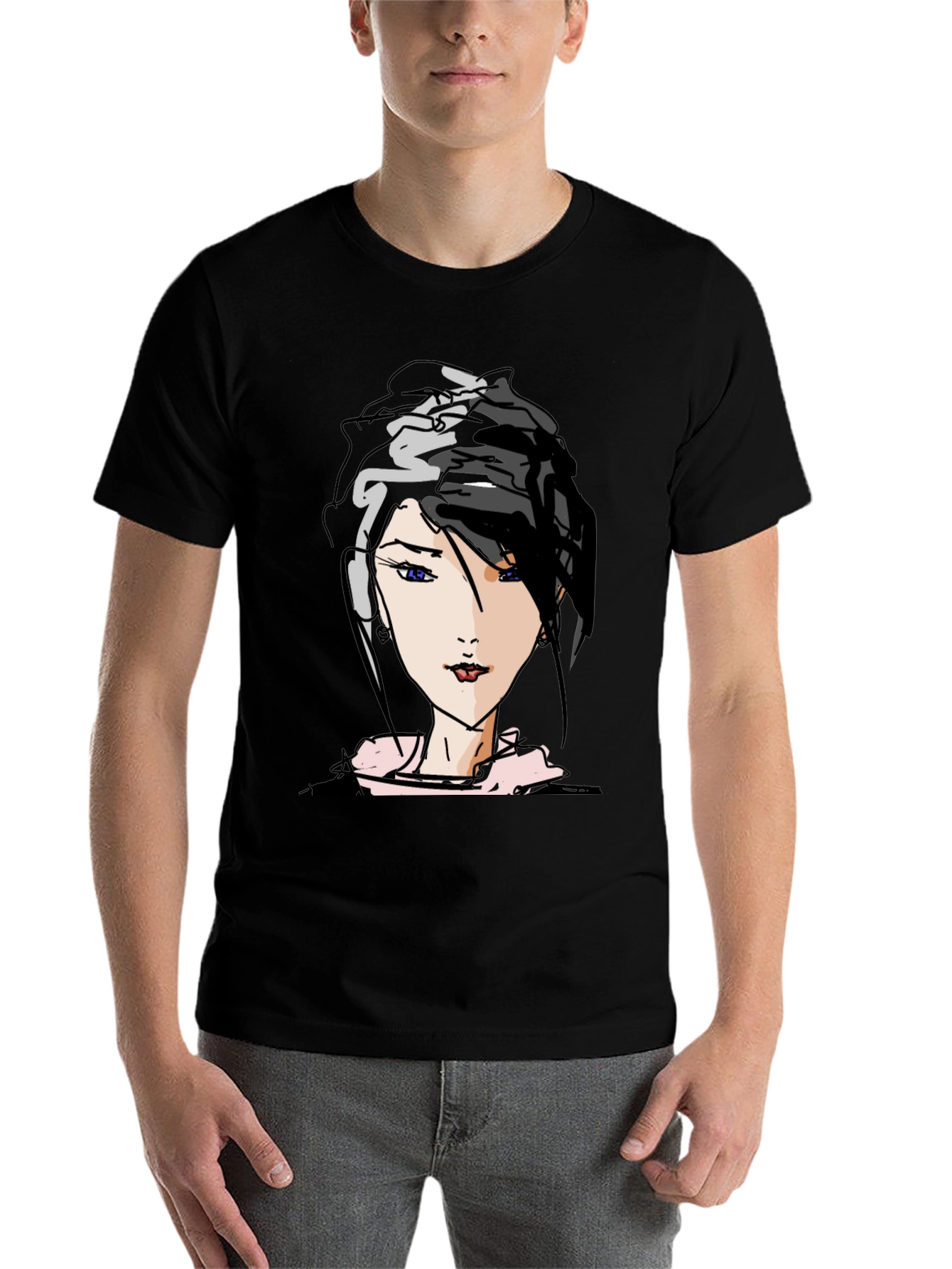 Black Anime Girl Graphic Tee - Trendy Black T-Shirt view 7