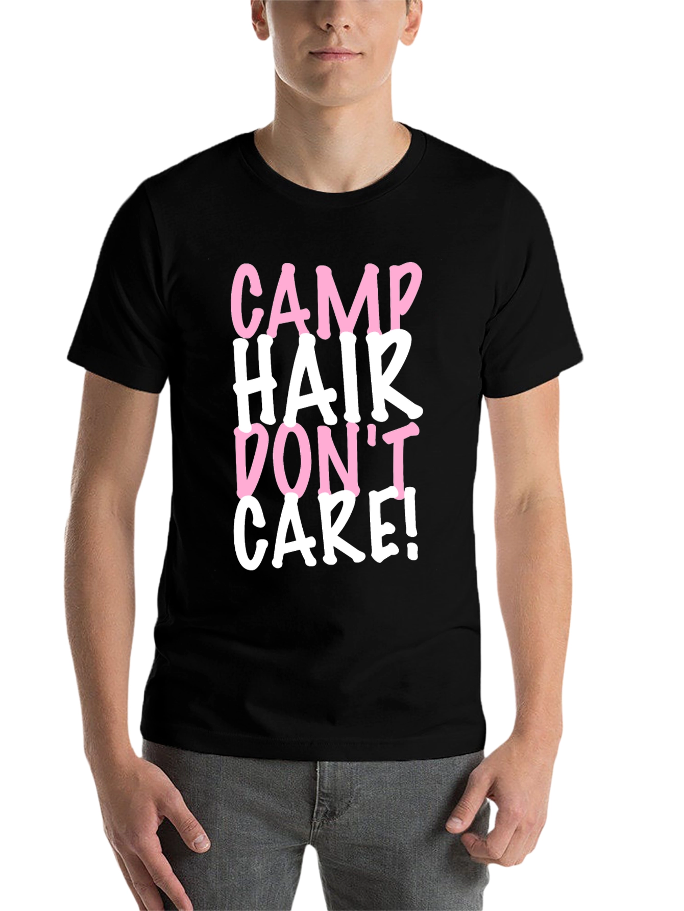 Black Camp Hair Don't Care Black Cotton Tee view 7