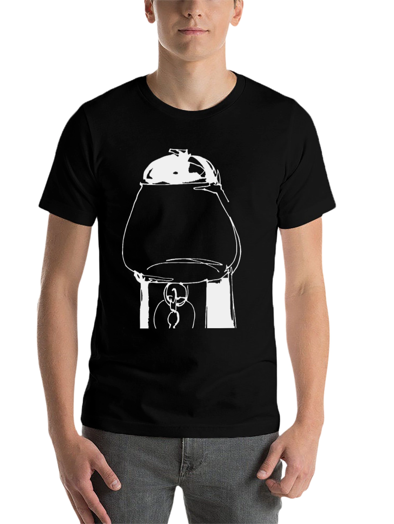 Black Unique Graphic Tee: Coffee Pot Illustration view 7