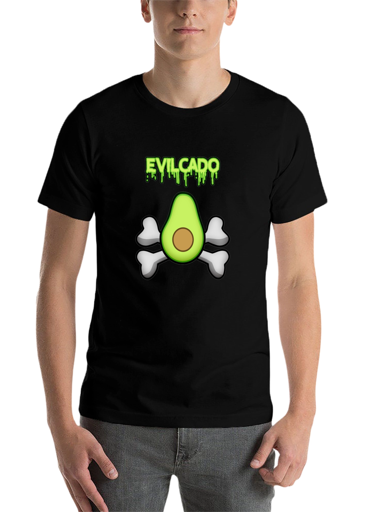 Black Evilcado Men's Black Graphic Tee view 7