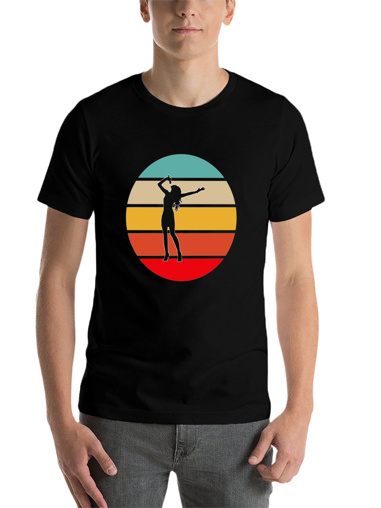Black Retro Sunset Singer Graphic Tee - Black view 7