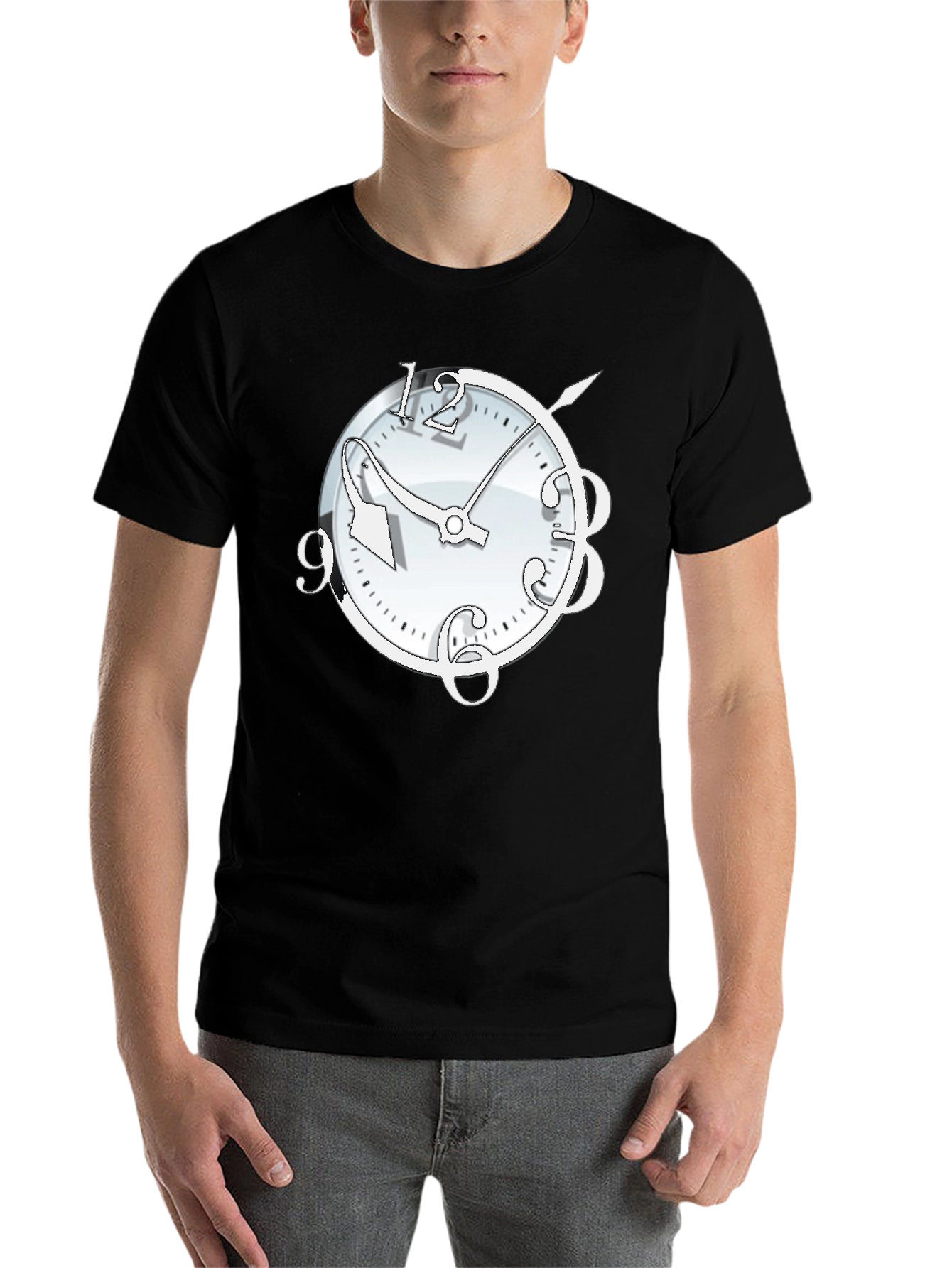 Black Surrealist Clock Graphic T-Shirt - Time Bender view 7