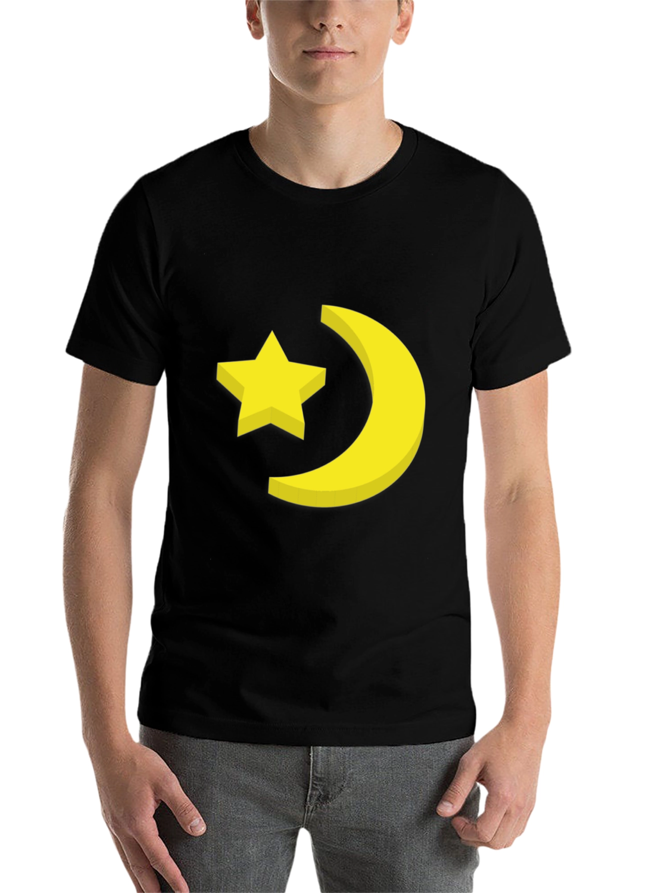 Black Star & Moon Graphic Tee - Stylish Black T-Shirt view 7