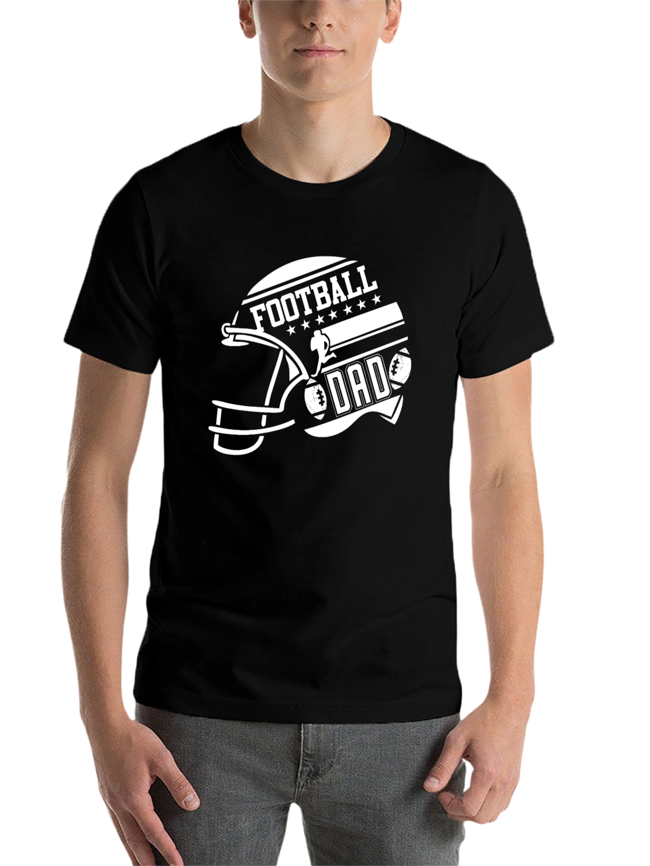 Black Football Dad Graphic Tee - Black Cotton T-Shirt view 7