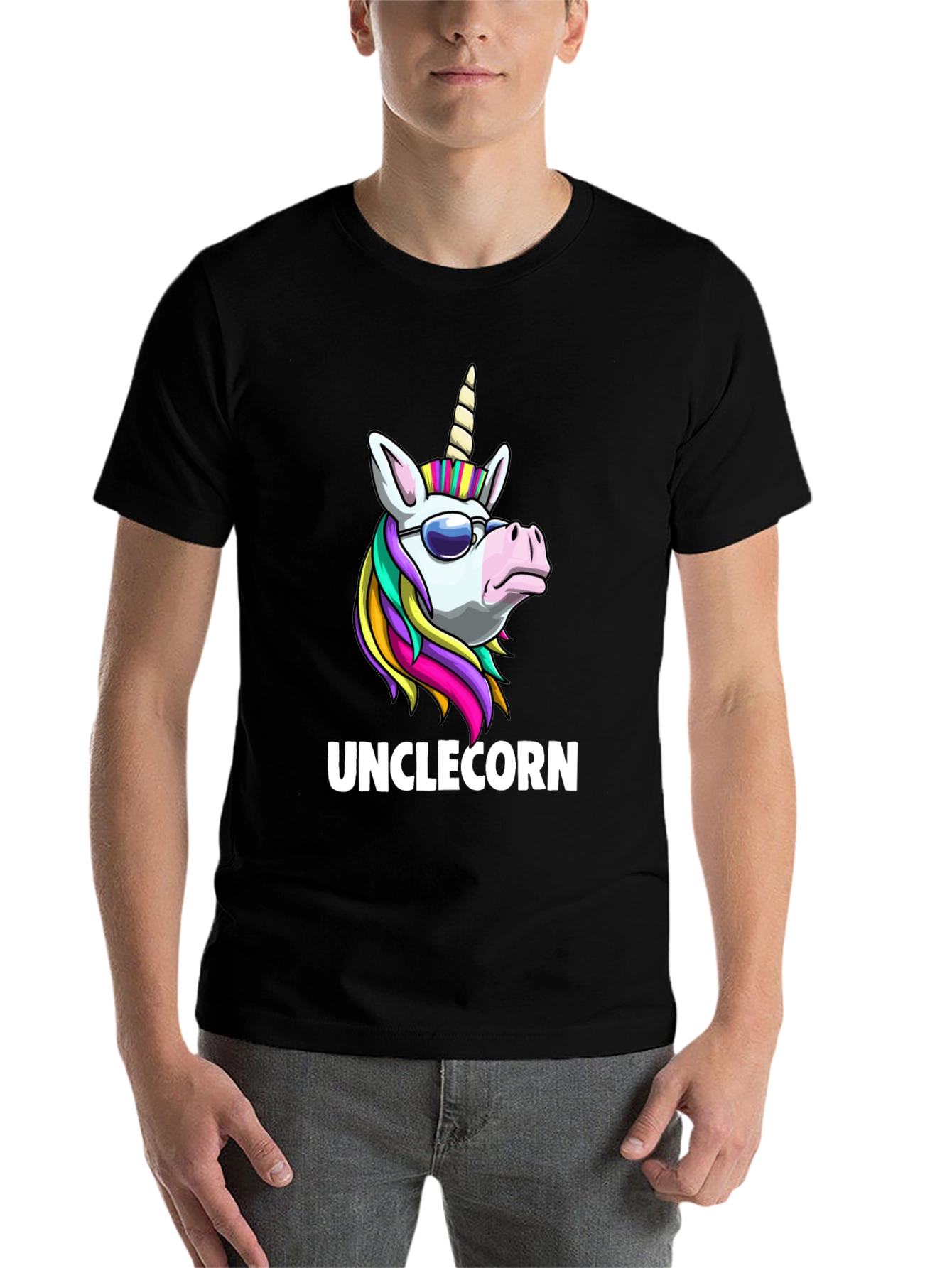 Black Unclecorn T-Shirt - Funny Unicorn Design view 7