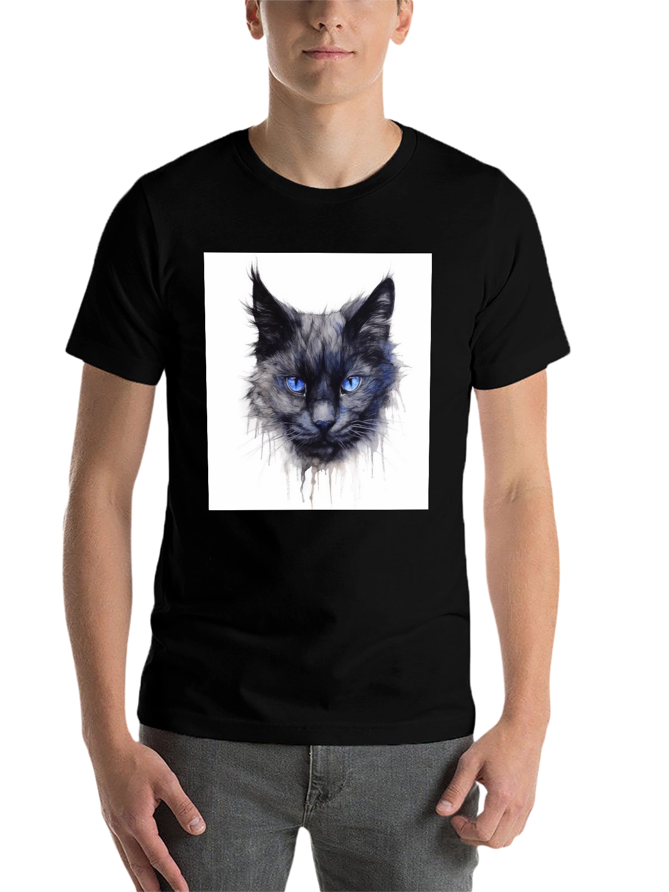 Black Black Cat Graphic Tee - Men's Crew Neck view 7