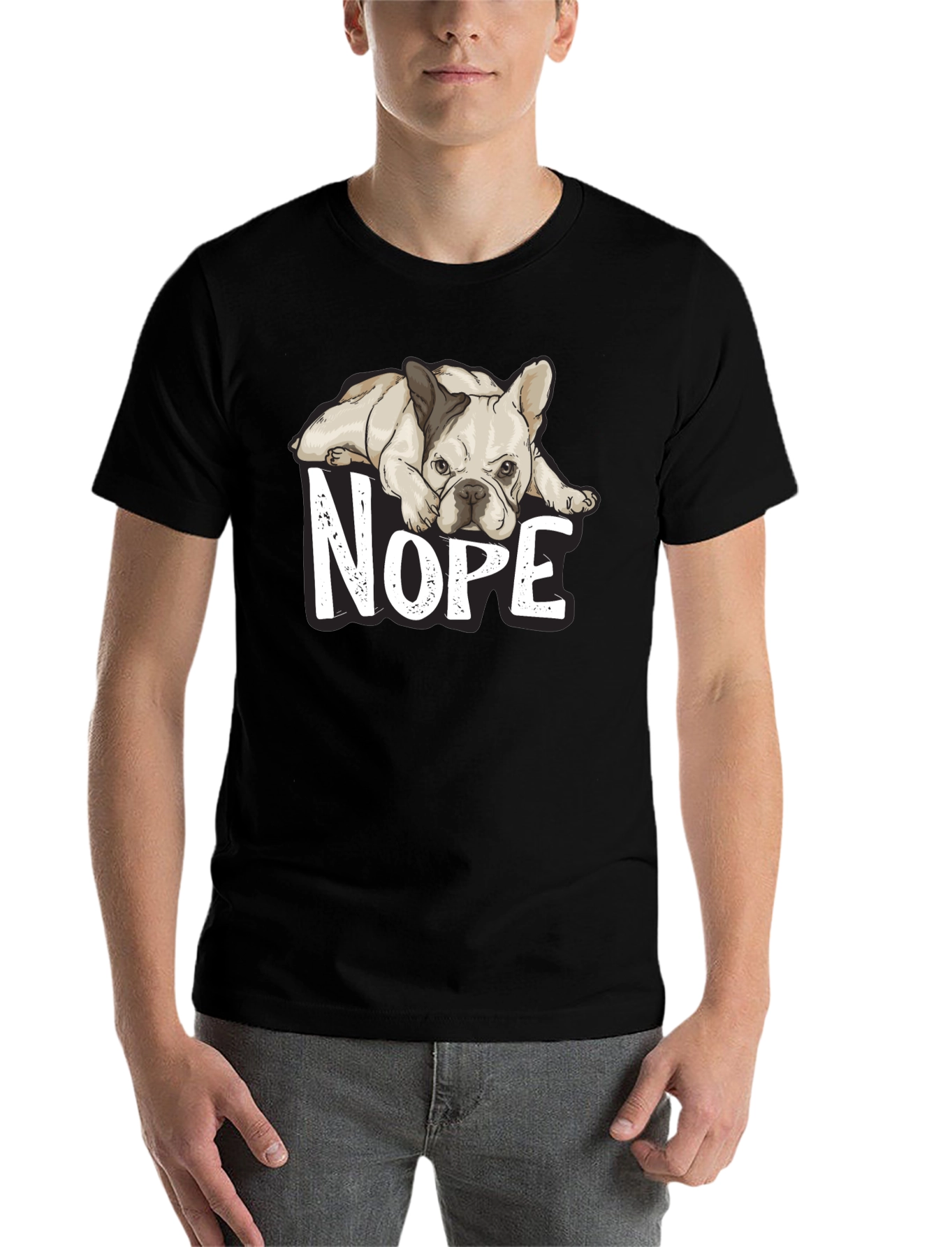 Black Nope French Bulldog Graphic T-Shirt - Cute Dog Tee view 7