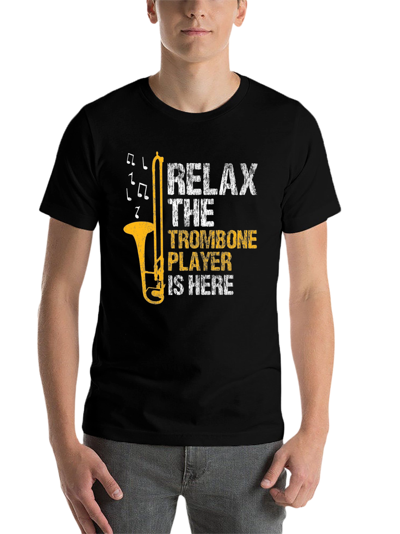 Black Relax Trombone Player T-Shirt view 7