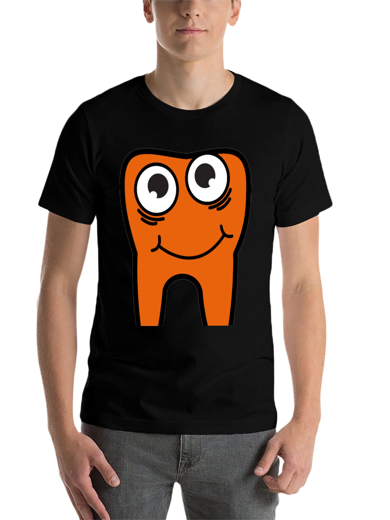 Black Funny Tooth Graphic Tee - Black Cotton Casual T-Shirt view 7