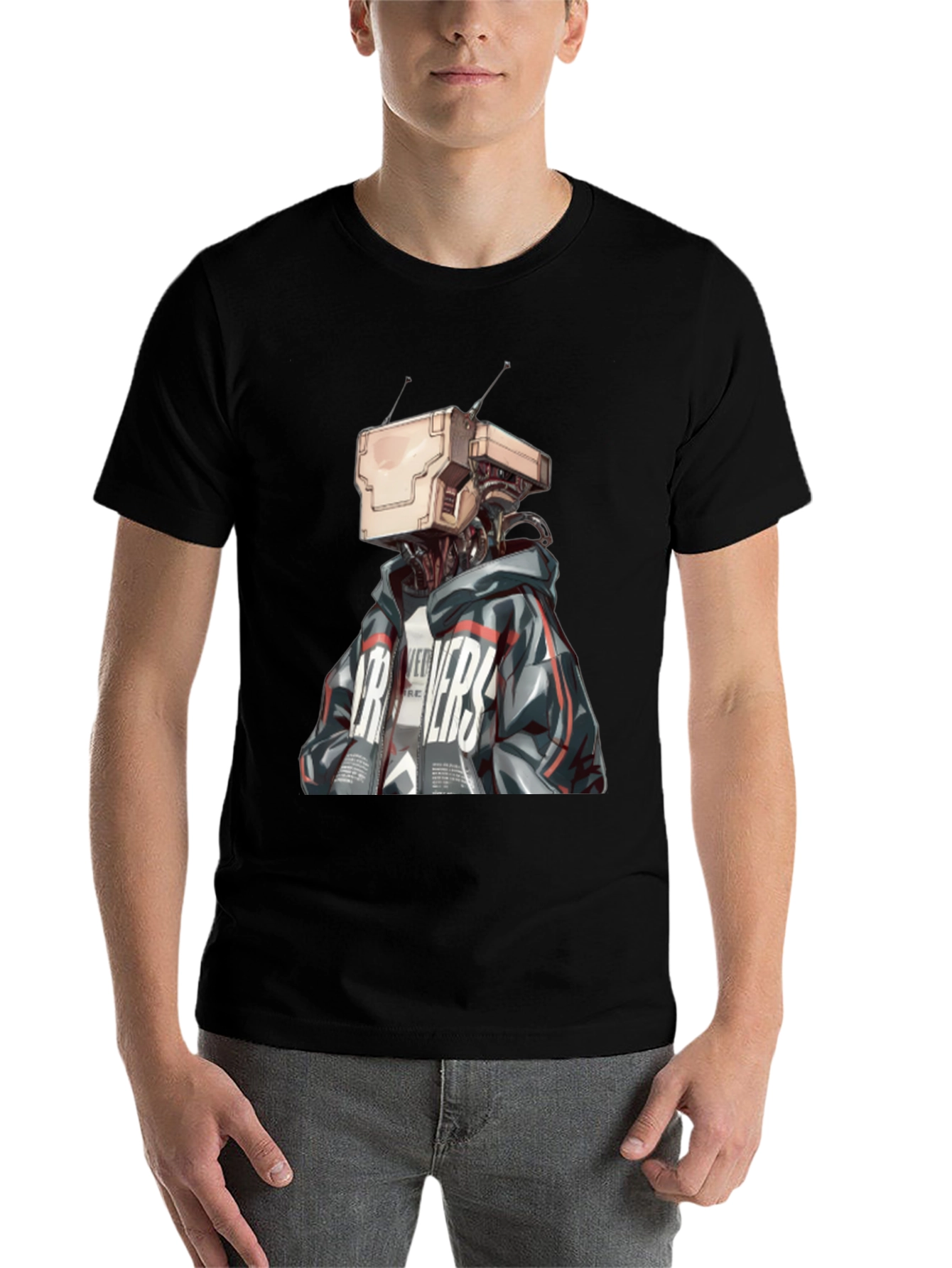 Black Robot Head Graphic Black T-Shirt view 7