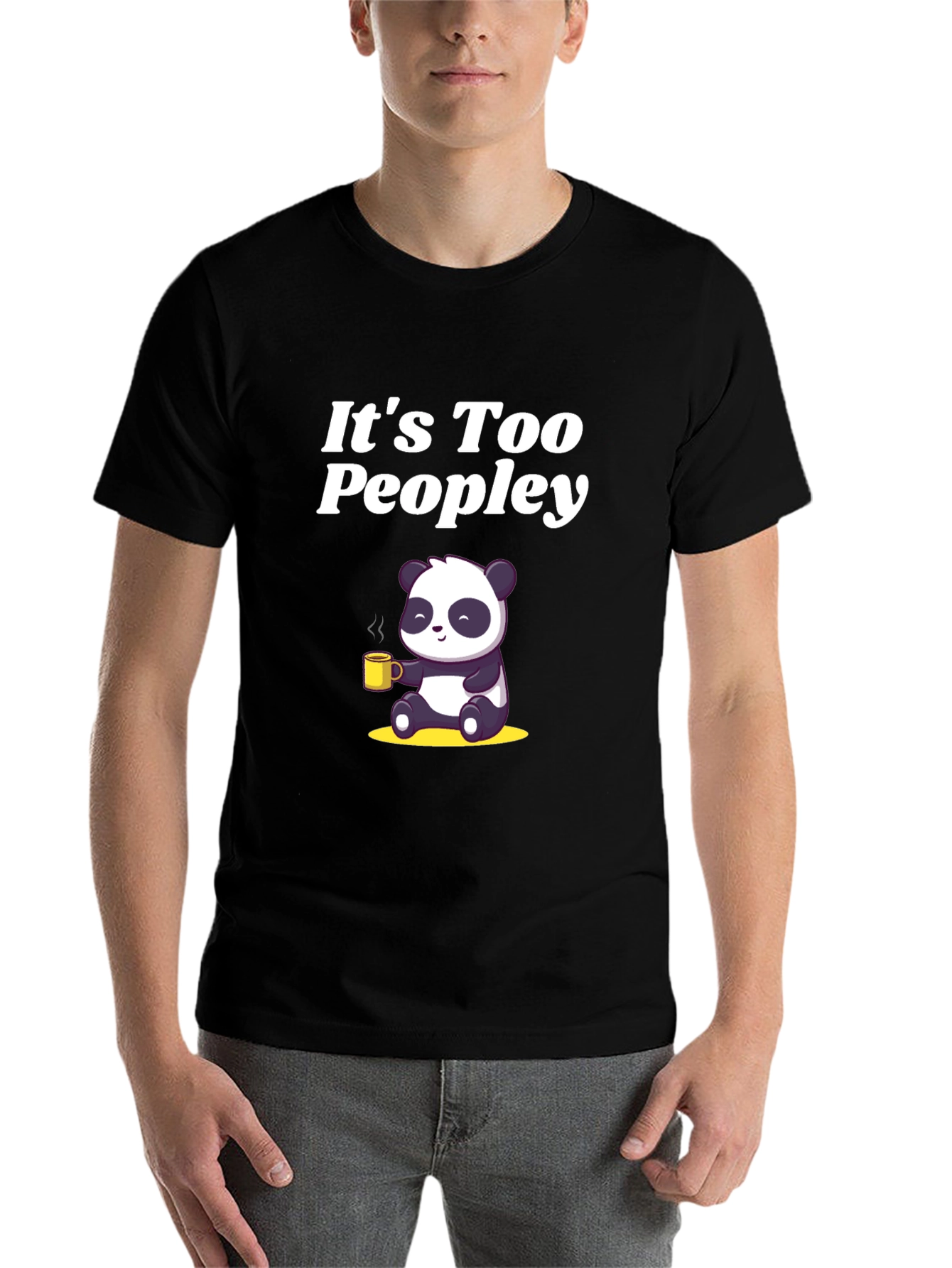 Black It's Too Peopley Panda T-Shirt view 7